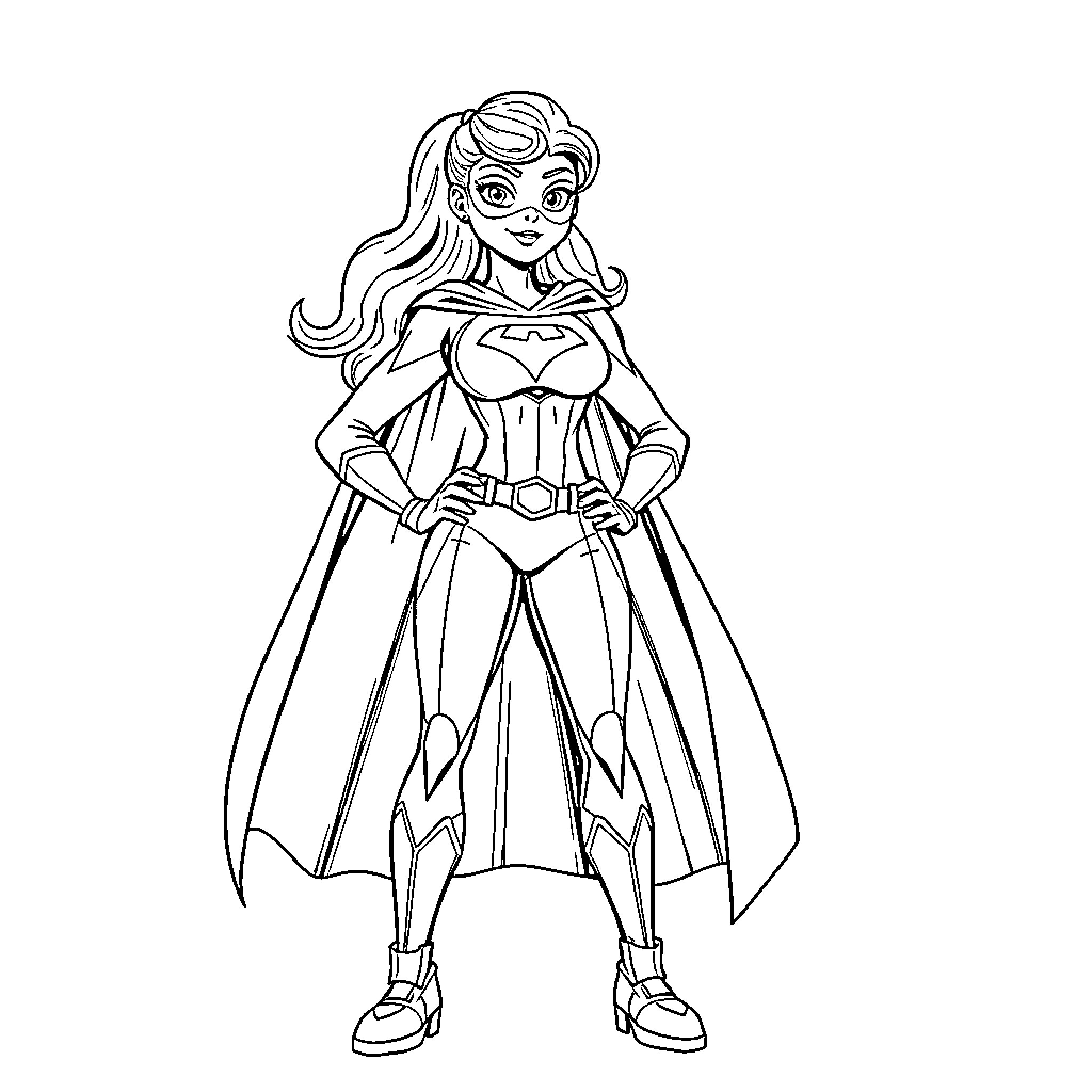 Sonic Superhero Girl in Action Pose Coloring Page (free black-and-white line drawing printable PDF for all, from beginners to advanced learners, including children, teens, adults, and seniors)