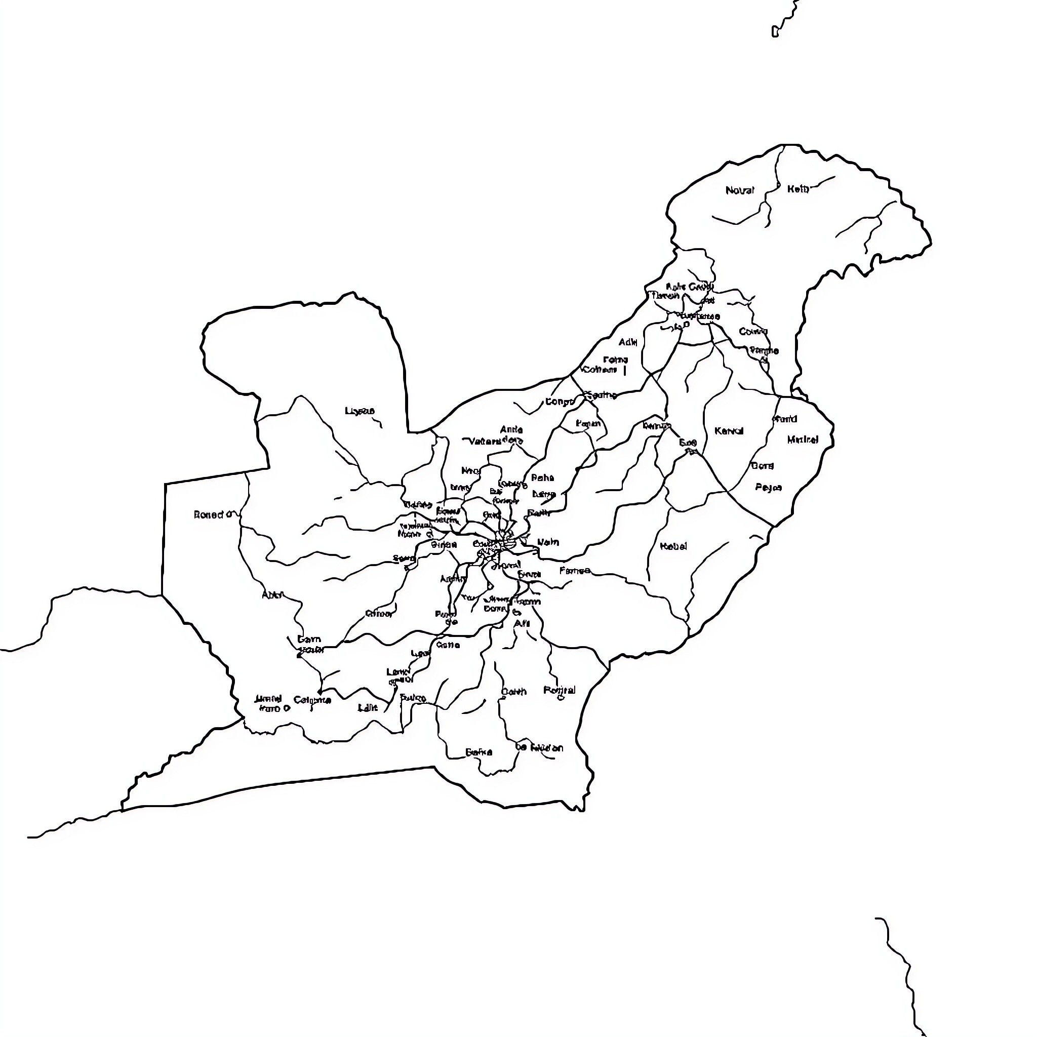 Pakistan's Diverse Geographic Landscape Coloring Page (free black-and-white line drawing printable PDF for all, from beginners to advanced learners, including children, teens, adults, and seniors)