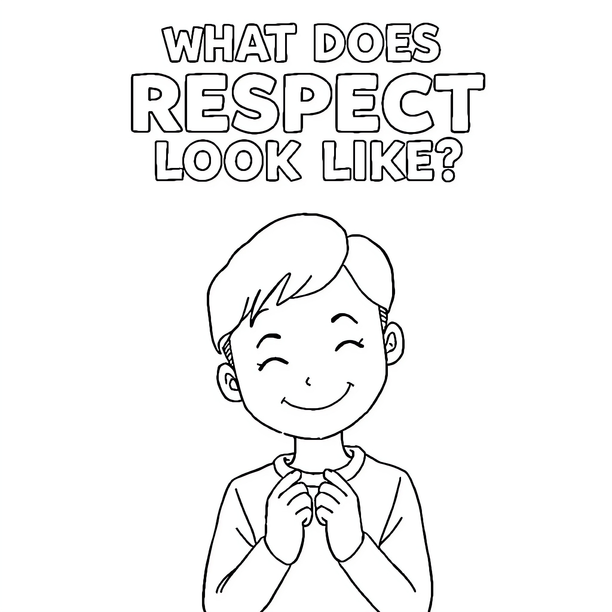 Respect: Showing kindness and appreciation Coloring Page (free black-and-white line drawing printable PDF for all, from beginners to advanced learners, including children, teens, adults, and seniors)