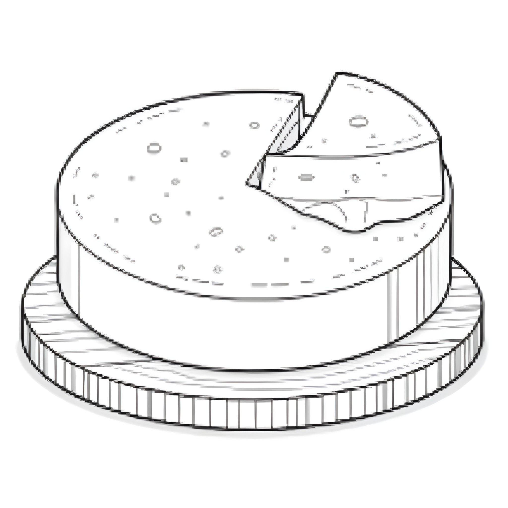 Cheese-shaped cake with textured design Coloring Page (free black-and-white line drawing printable PDF for all, from beginners to advanced learners, including children, teens, adults, and seniors)