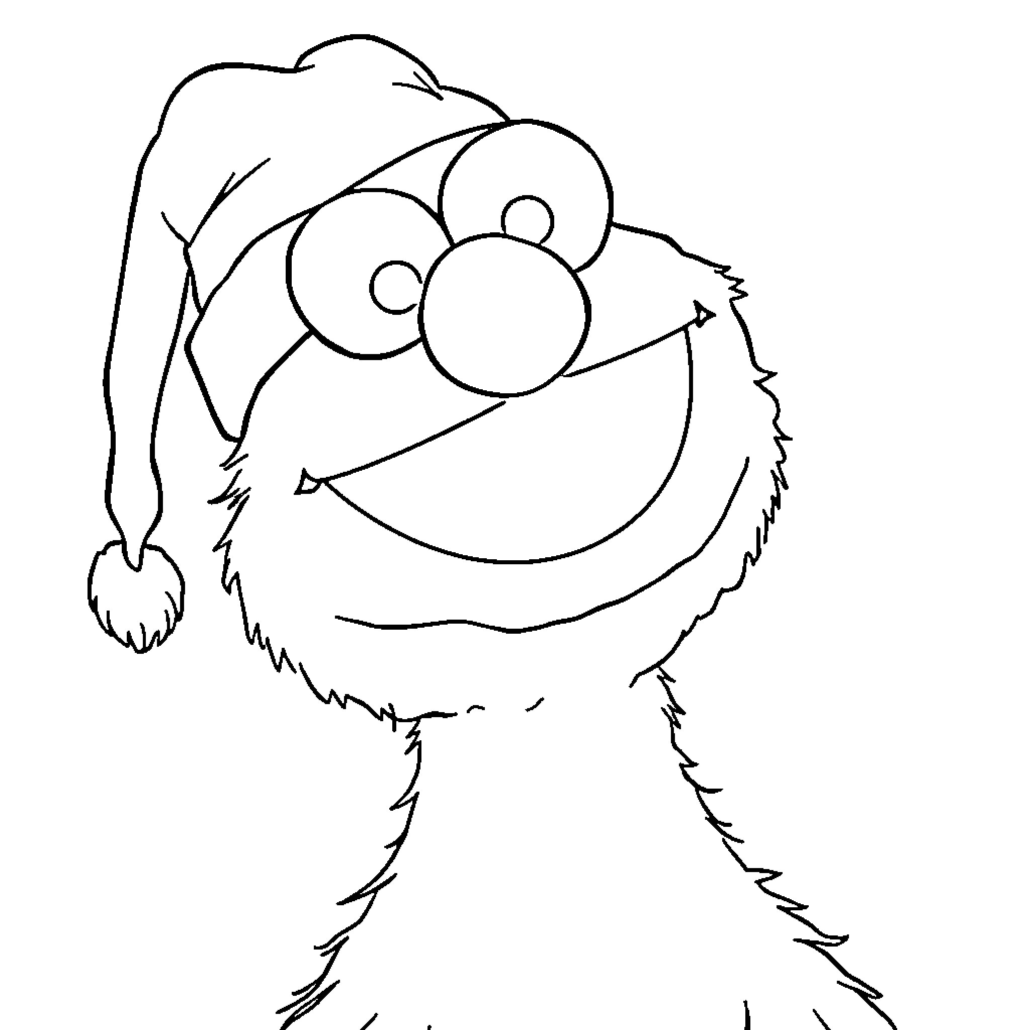 Elmo making a silly expression in a sketch Coloring Page (free black-and-white line drawing printable PDF for all, from beginners to advanced learners, including children, teens, adults, and seniors)