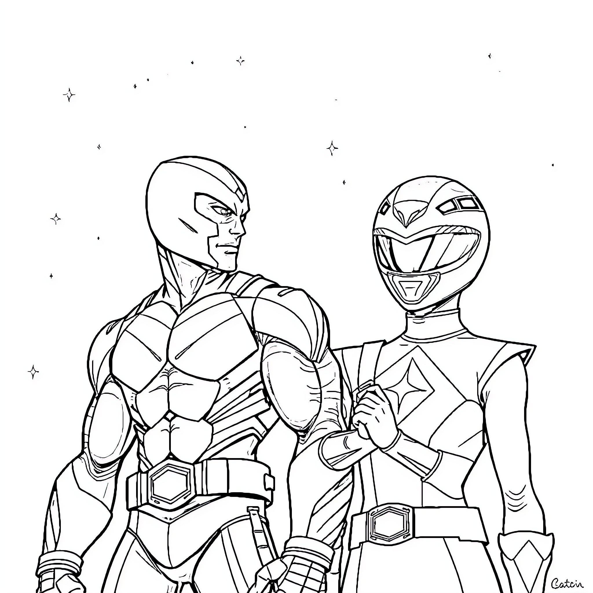 Nightcrawler heroes in futuristic outfits Coloring Page (free black-and-white line drawing printable PDF for all, from beginners to advanced learners, including children, teens, adults, and seniors)