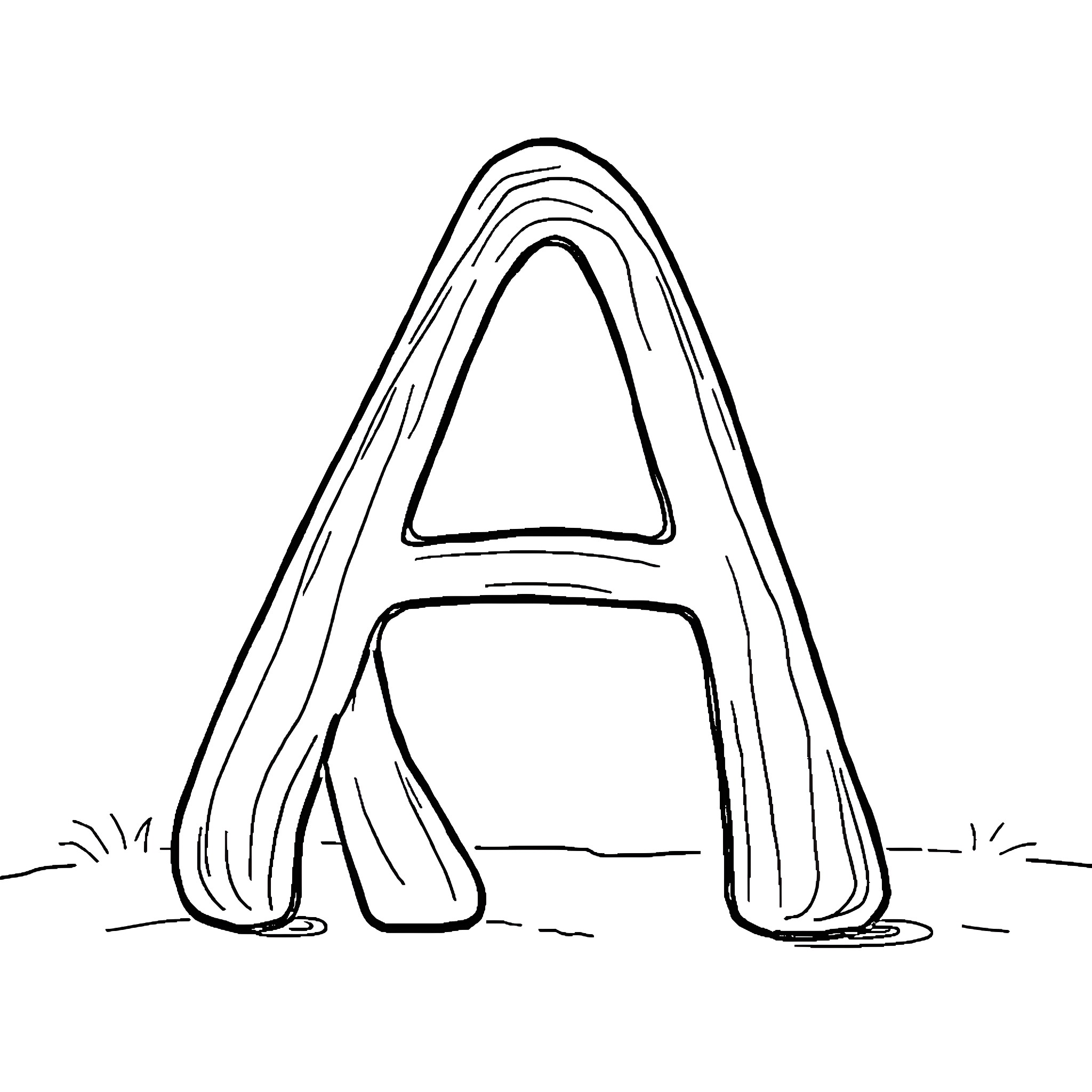 A Whimsical Letter Formation Coloring Page (free black-and-white line drawing printable PDF for all, from beginners to advanced learners, including children, teens, adults, and seniors)
