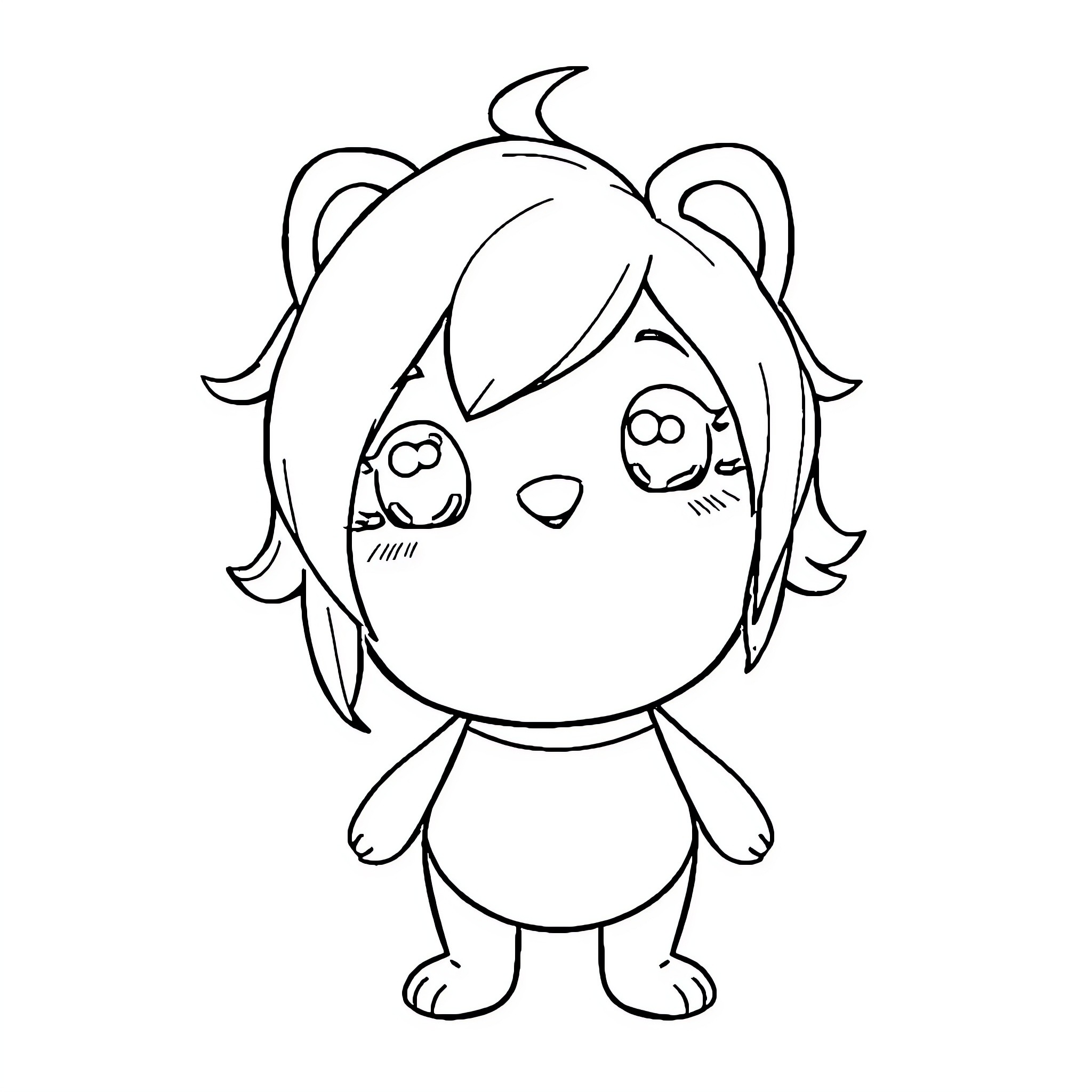 Mignon Curious Creature Gazing Whimsically Coloring Page (free black-and-white line drawing printable PDF for all, from beginners to advanced learners, including children, teens, adults, and seniors)