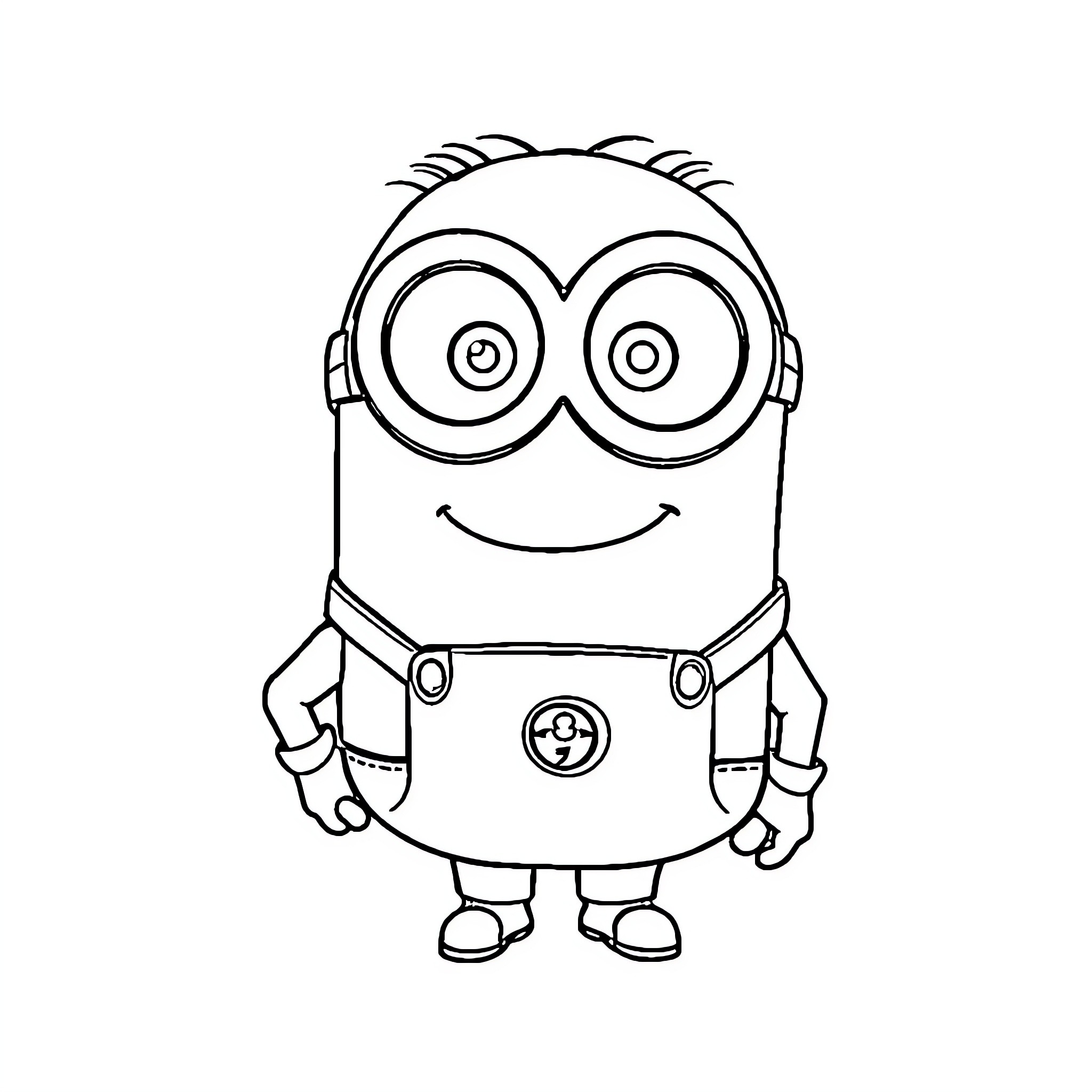 Minion character in a simple outline style Coloring Page (free black-and-white line drawing printable PDF for all, from beginners to advanced learners, including children, teens, adults, and seniors)