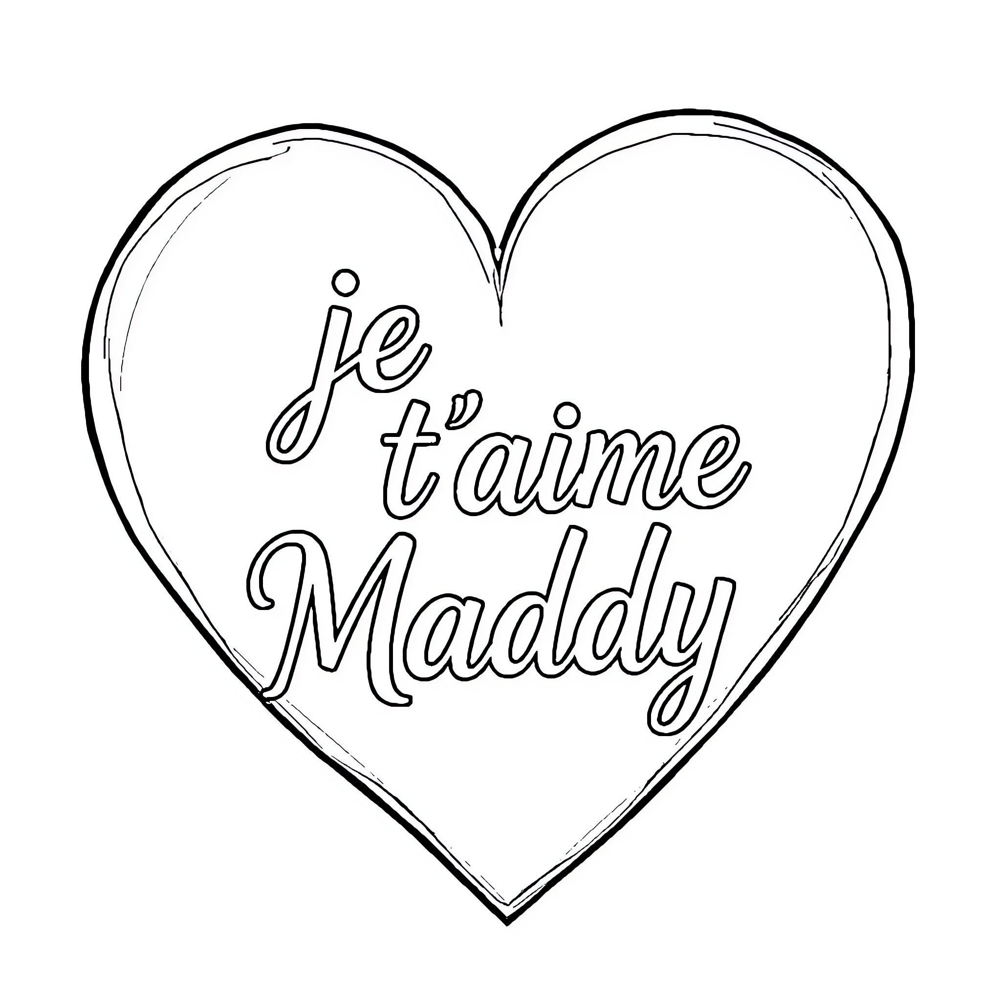 Heart-shaped image with affectionate text Coloring Page (free black-and-white line drawing printable PDF for all, from beginners to advanced learners, including children, teens, adults, and seniors)