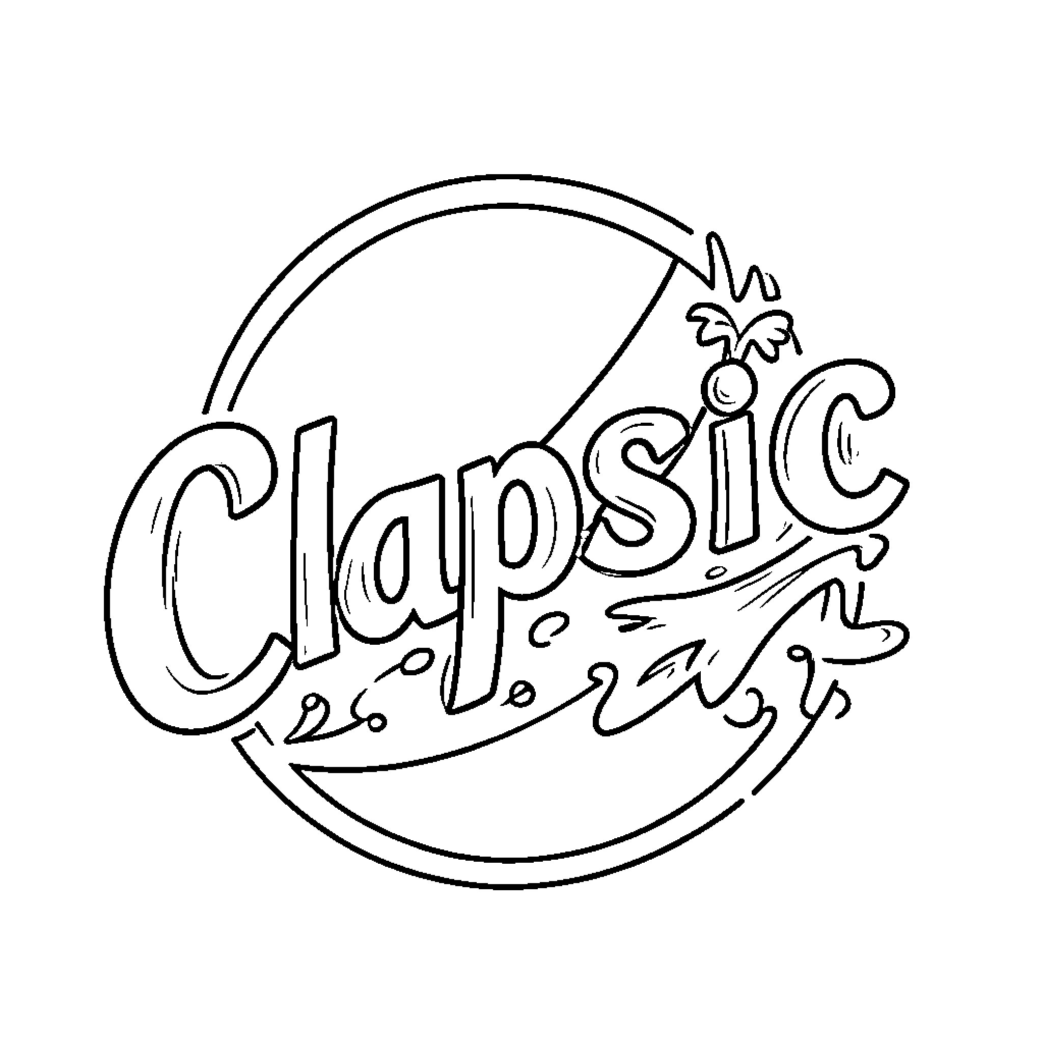 Pepsi logo stylized with splashing liquid elements Coloring Page (free black-and-white line drawing printable PDF for all, from beginners to advanced learners, including children, teens, adults, and seniors)