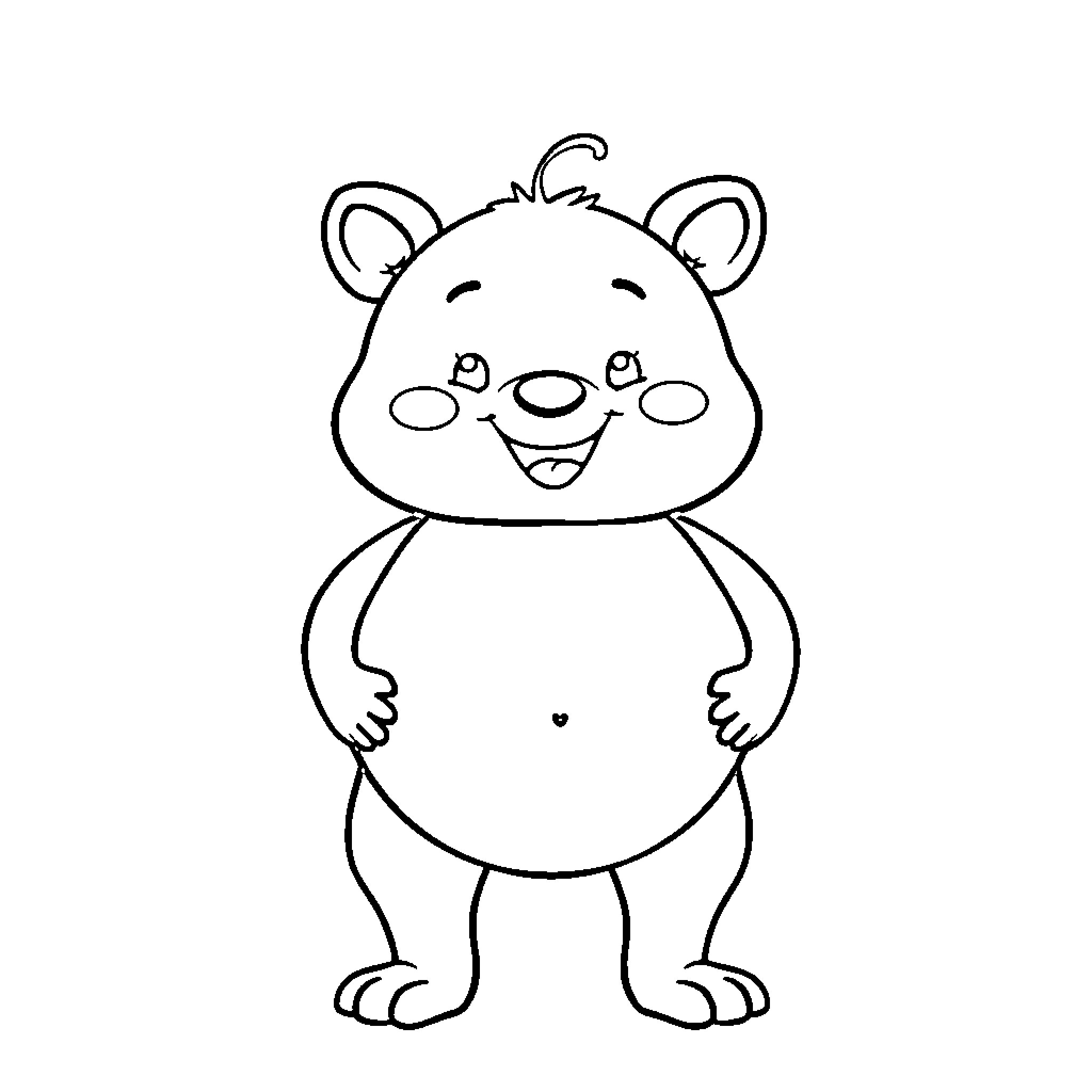 Bunny with a happy expression Coloring Page (free black-and-white line drawing printable PDF for all, from beginners to advanced learners, including children, teens, adults, and seniors)