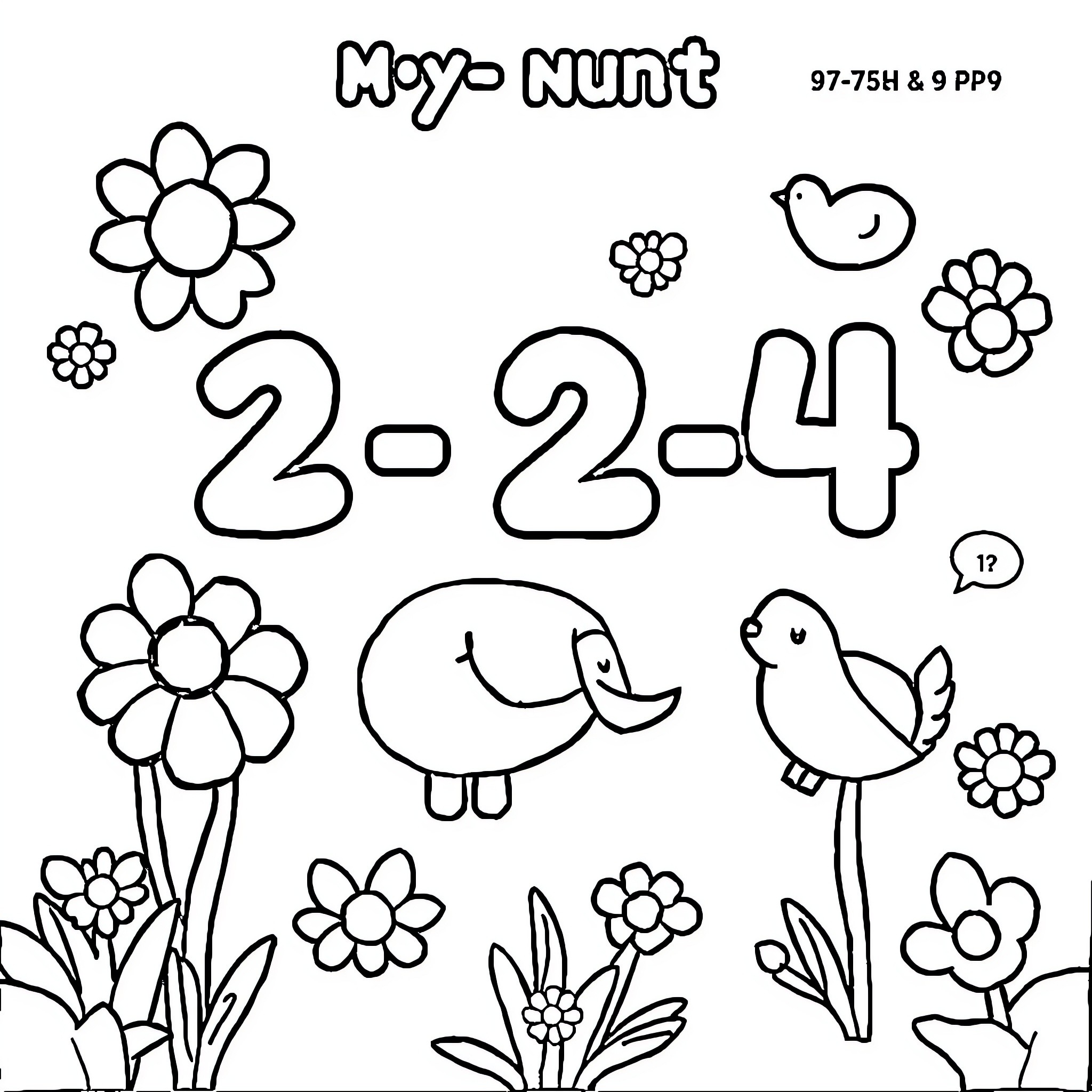 Math Expressions in Nature-Themed Coloring Page Coloring Page (free black-and-white line drawing printable PDF for all, from beginners to advanced learners, including children, teens, adults, and seniors)
