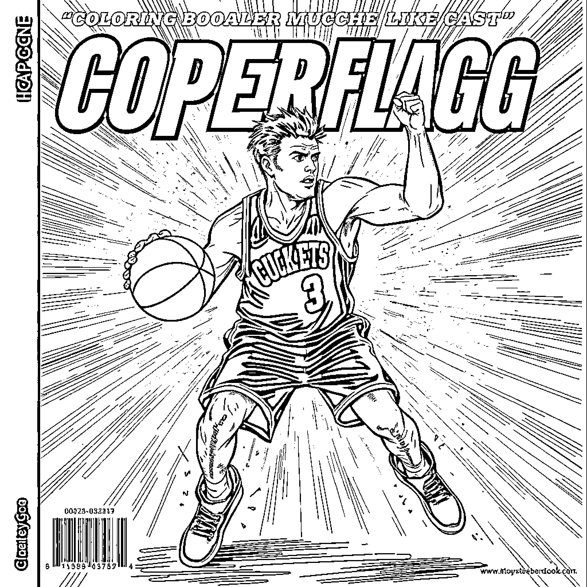 Cooper Flagg playing basketball energetically Coloring Page (free black-and-white line drawing printable PDF for all, from beginners to advanced learners, including children, teens, adults, and seniors)