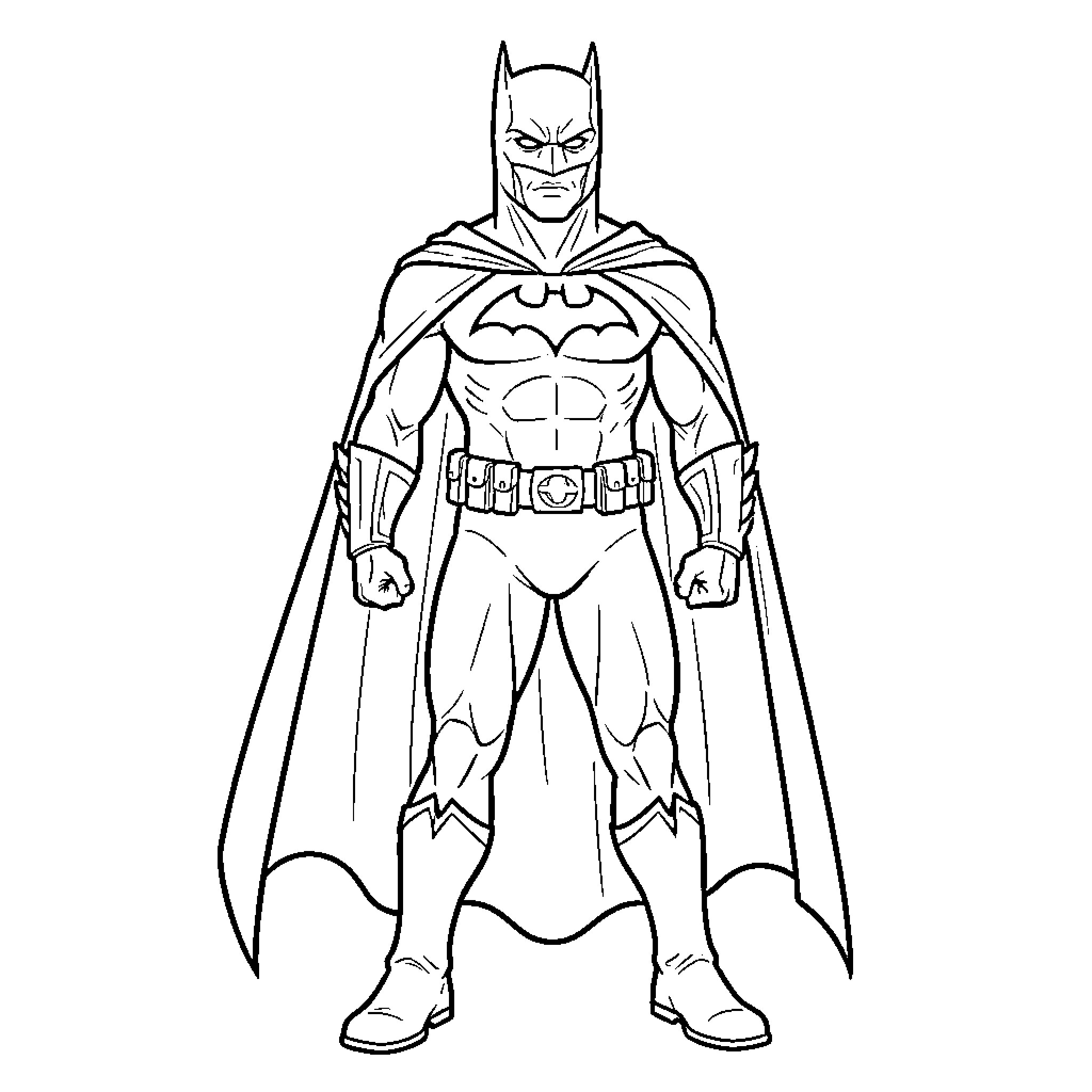 Neymar as a superhero standing in a powerful pose Coloring Page (free black-and-white line drawing printable PDF for all, from beginners to advanced learners, including children, teens, adults, and seniors)