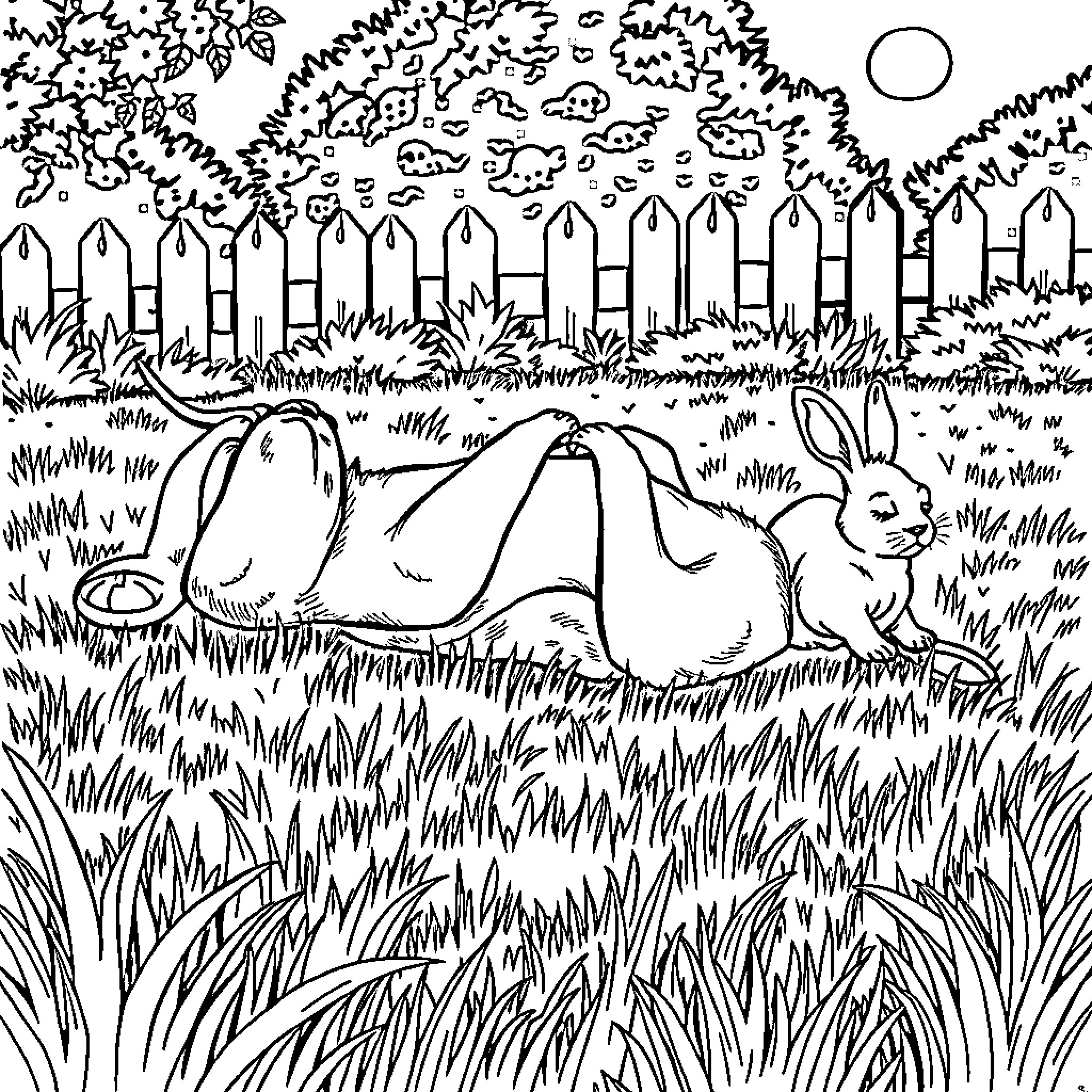 Rat Terrier enjoying a peaceful day in the yard Coloring Page (free black-and-white line drawing printable PDF for all, from beginners to advanced learners, including children, teens, adults, and seniors)