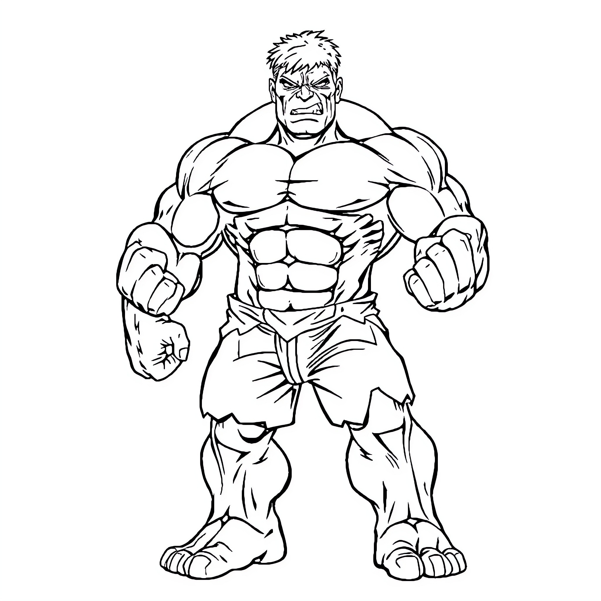 Hulk Unleashing His Mighty Strength Coloring Page (free black-and-white line drawing printable PDF for all, from beginners to advanced learners, including children, teens, adults, and seniors)