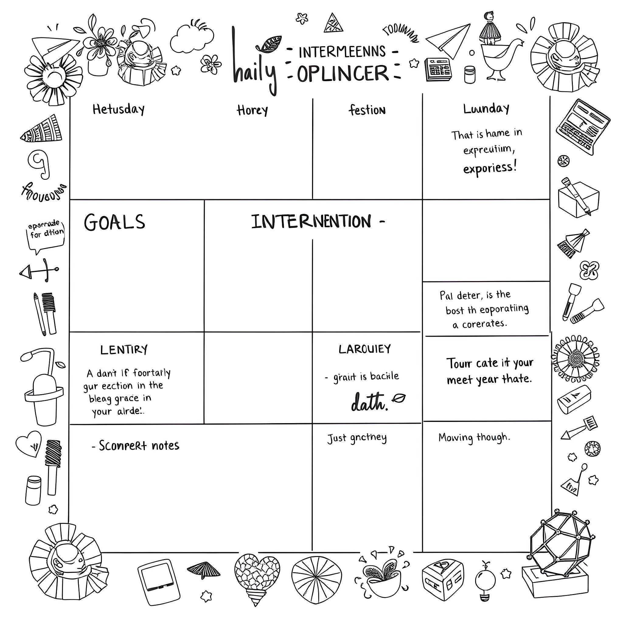 Internship experience and reflections Coloring Page (free black-and-white line drawing printable PDF for all, from beginners to advanced learners, including children, teens, adults, and seniors)