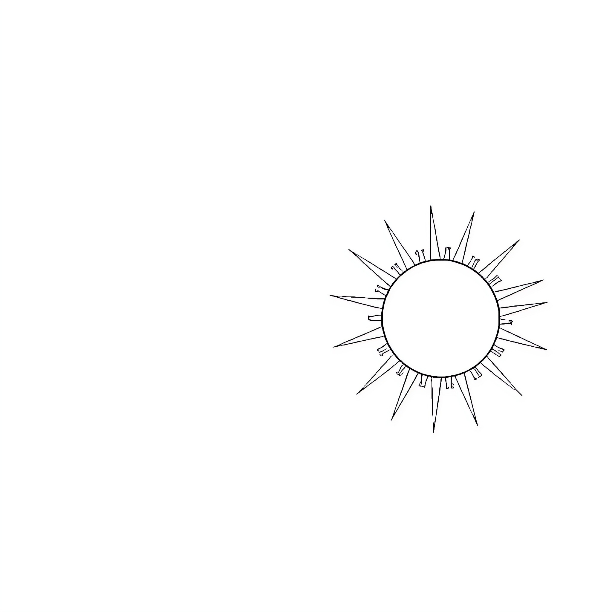 Sun shining brightly in the sky Coloring Page (free black-and-white line drawing printable PDF for all, from beginners to advanced learners, including children, teens, adults, and seniors)