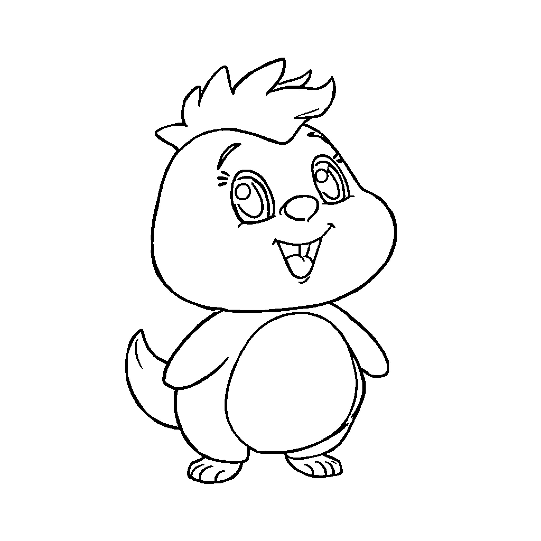 Sprunki the happy and joyful chick Coloring Page (free black-and-white line drawing printable PDF for all, from beginners to advanced learners, including children, teens, adults, and seniors)