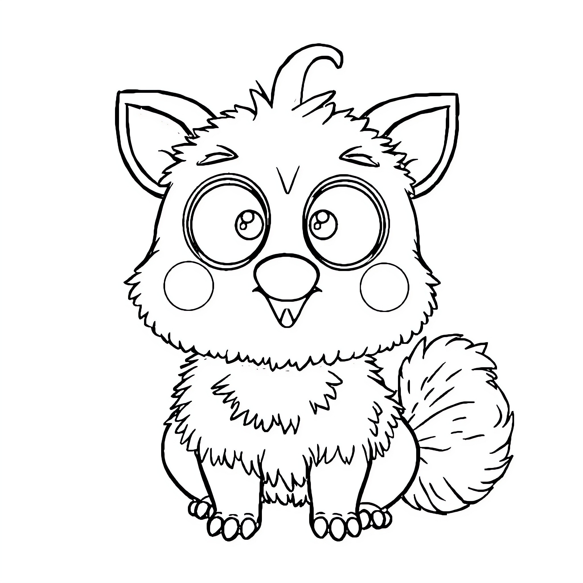 Labooboo adorable furry creature Coloring Page (free black-and-white line drawing printable PDF for all, from beginners to advanced learners, including children, teens, adults, and seniors)