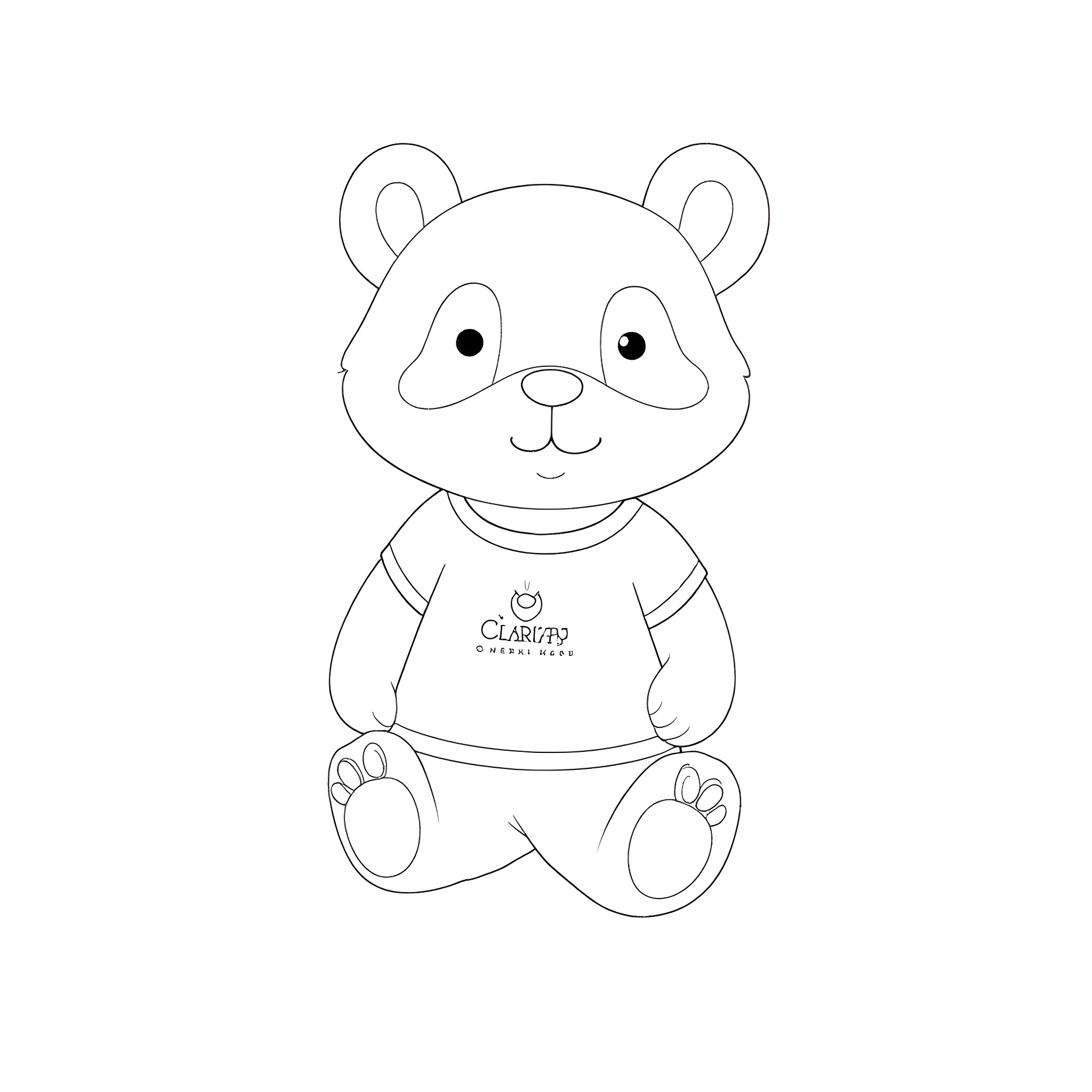 Panda plush toy with cute expression Coloring Page (free black-and-white line drawing printable PDF for all, from beginners to advanced learners, including children, teens, adults, and seniors)
