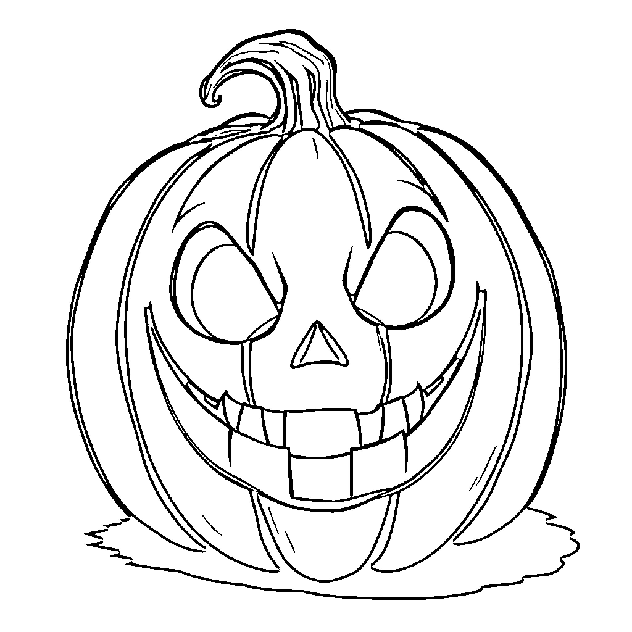 Jack Skelton's spooky pumpkin carving Coloring Page (free black-and-white line drawing printable PDF for all, from beginners to advanced learners, including children, teens, adults, and seniors)