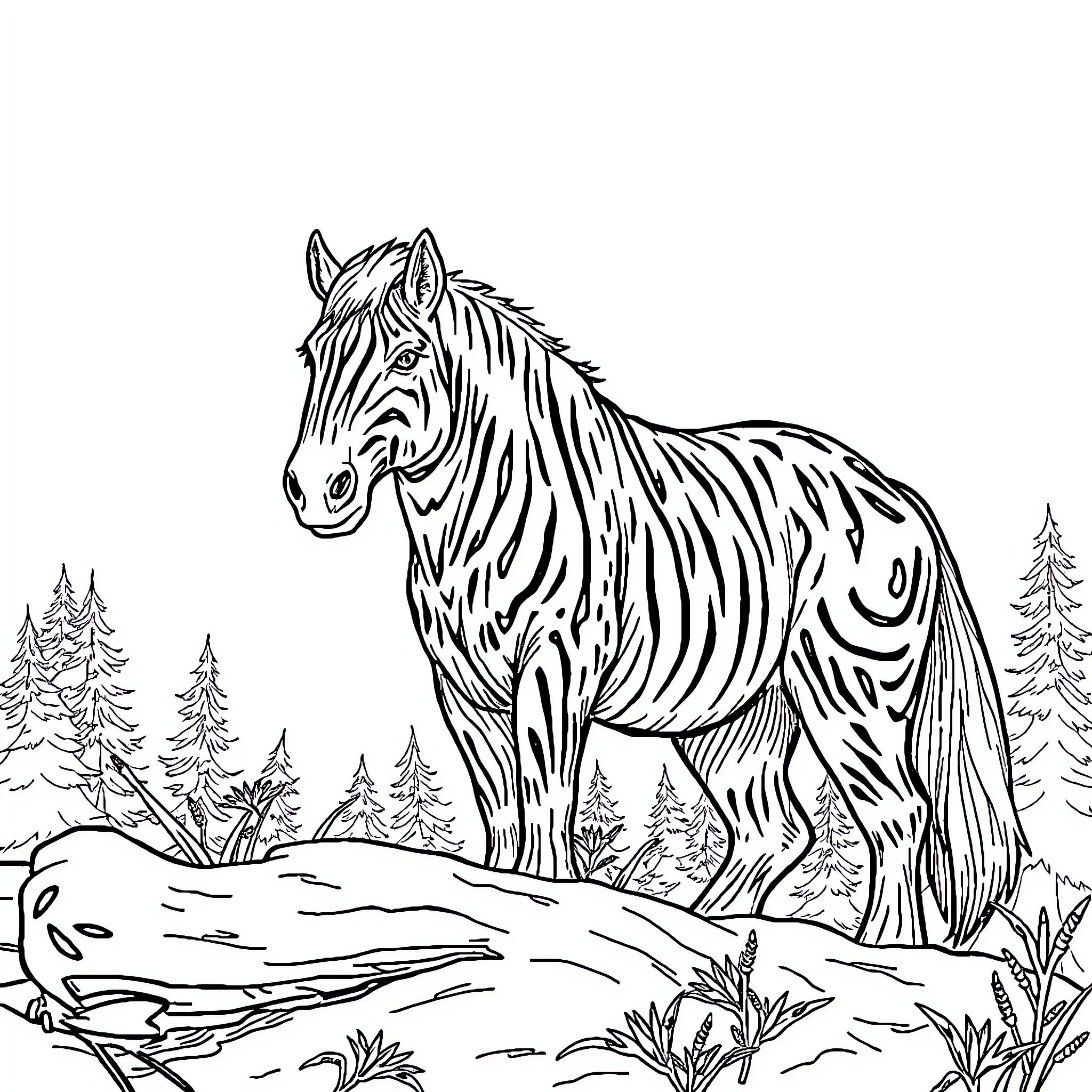 Wojciech Szczęsny's Majestic Equine Companion in Nature Coloring Page (free black-and-white line drawing printable PDF for all, from beginners to advanced learners, including children, teens, adults, and seniors)