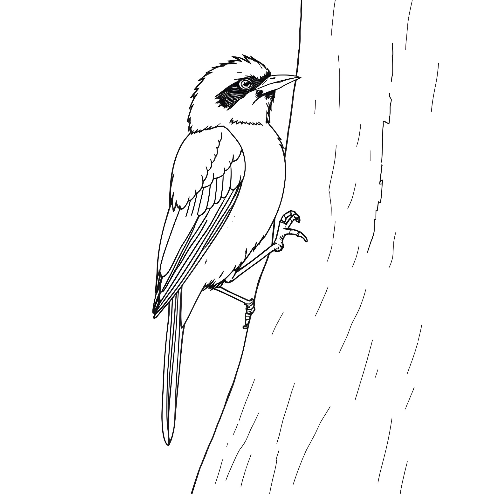 Dacnis bird perched on branch Coloring Page (free black-and-white line drawing printable PDF for all, from beginners to advanced learners, including children, teens, adults, and seniors)