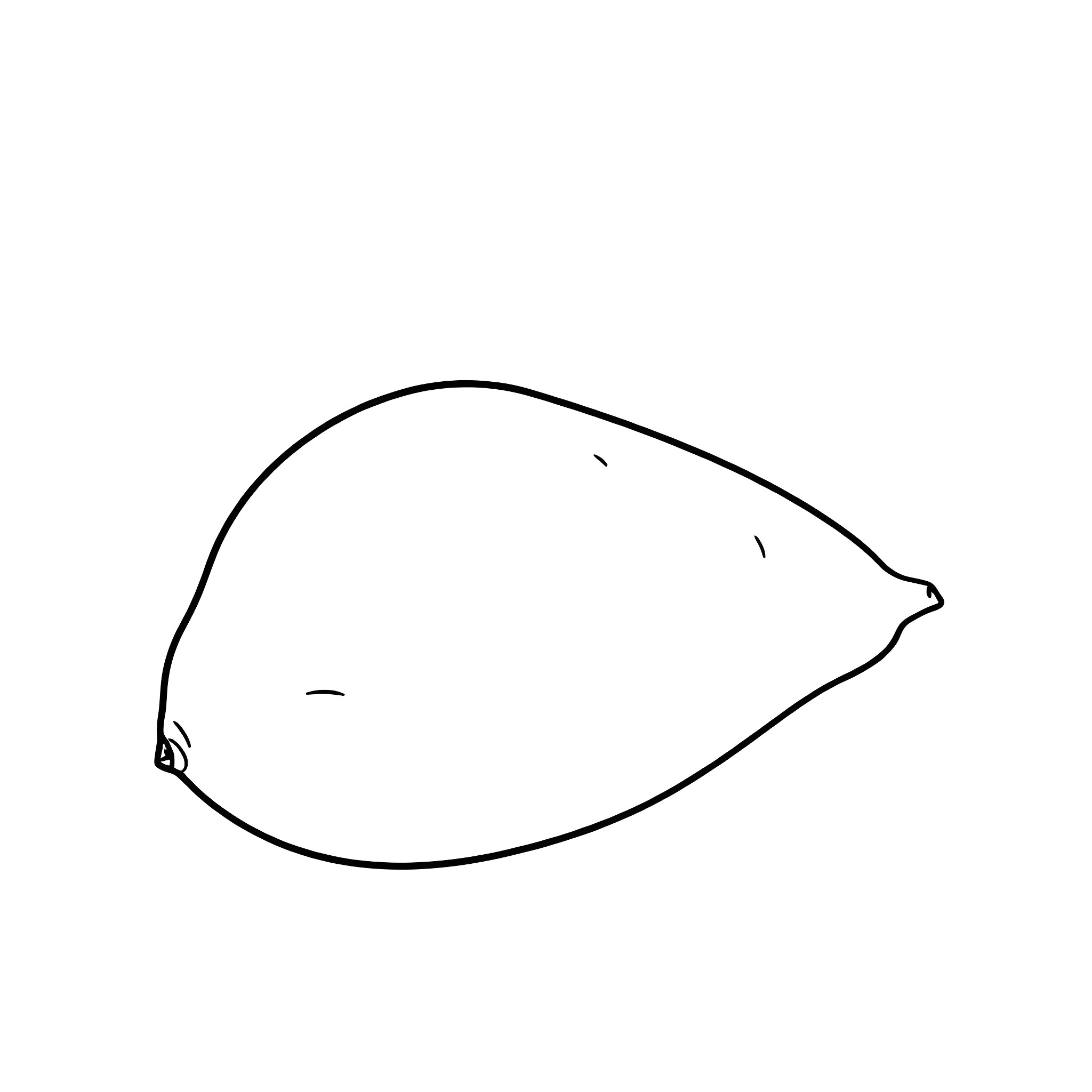 Sweet Potato Outline Drawing Coloring Page (free black-and-white line drawing printable PDF for all, from beginners to advanced learners, including children, teens, adults, and seniors)