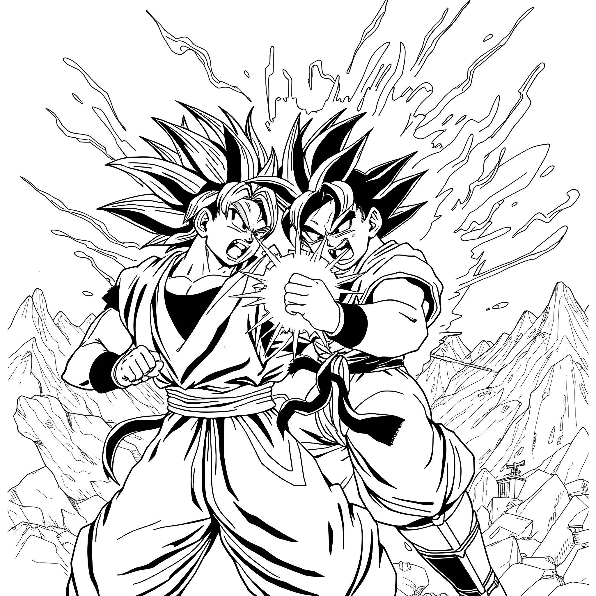 Satoru Gojo's Powerful Explosion Technique Coloring Page (free black-and-white line drawing printable PDF for all, from beginners to advanced learners, including children, teens, adults, and seniors)