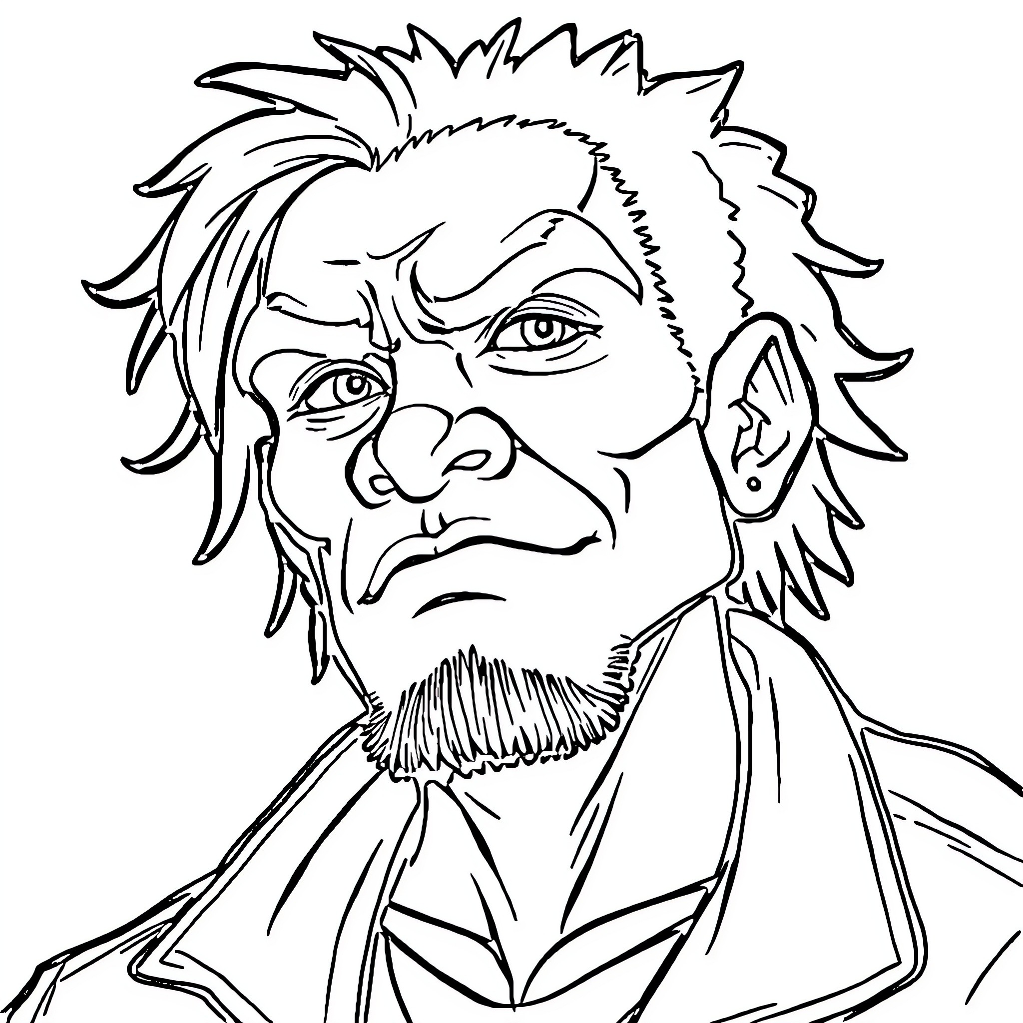 Baddie with expressive features and disheveled appearance Coloring Page (free black-and-white line drawing printable PDF for all, from beginners to advanced learners, including children, teens, adults, and seniors)
