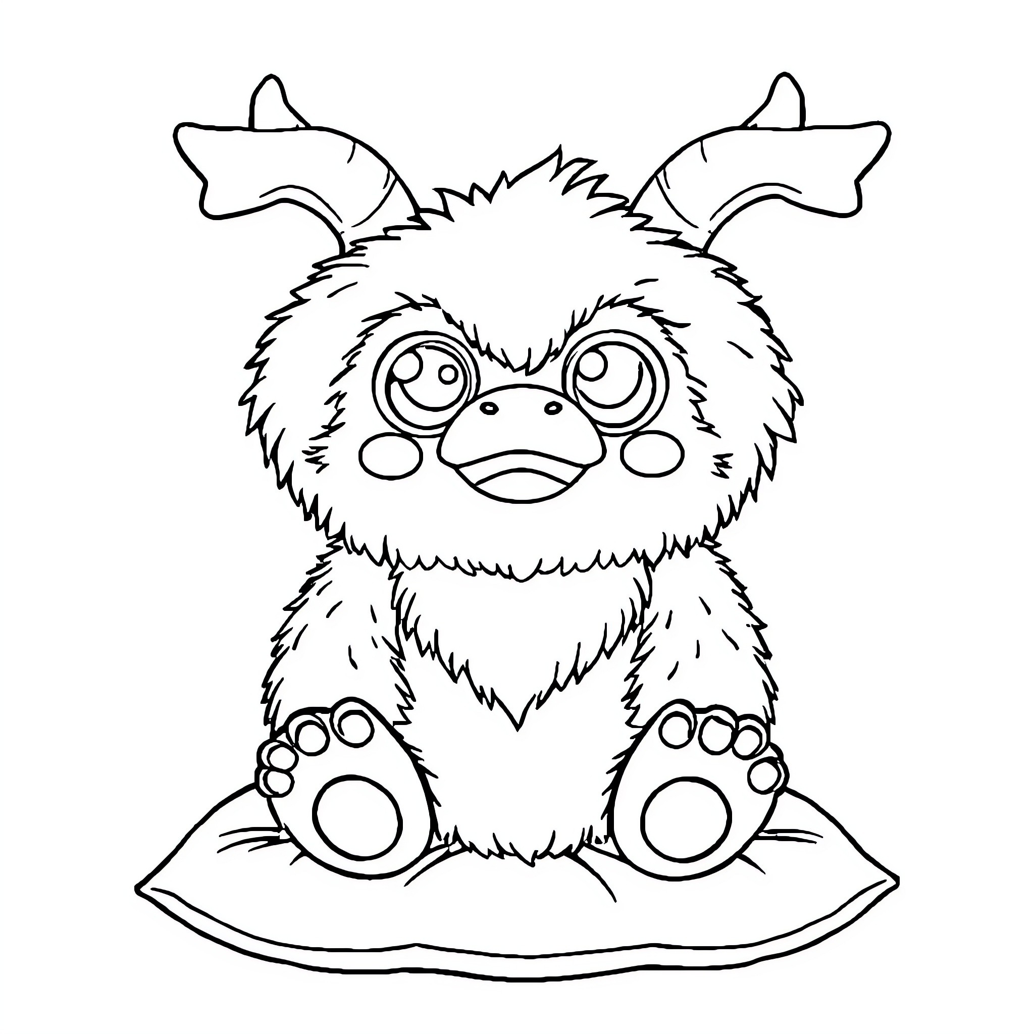 Labubu the cute and curious creature Coloring Page (free black-and-white line drawing printable PDF for all, from beginners to advanced learners, including children, teens, adults, and seniors)