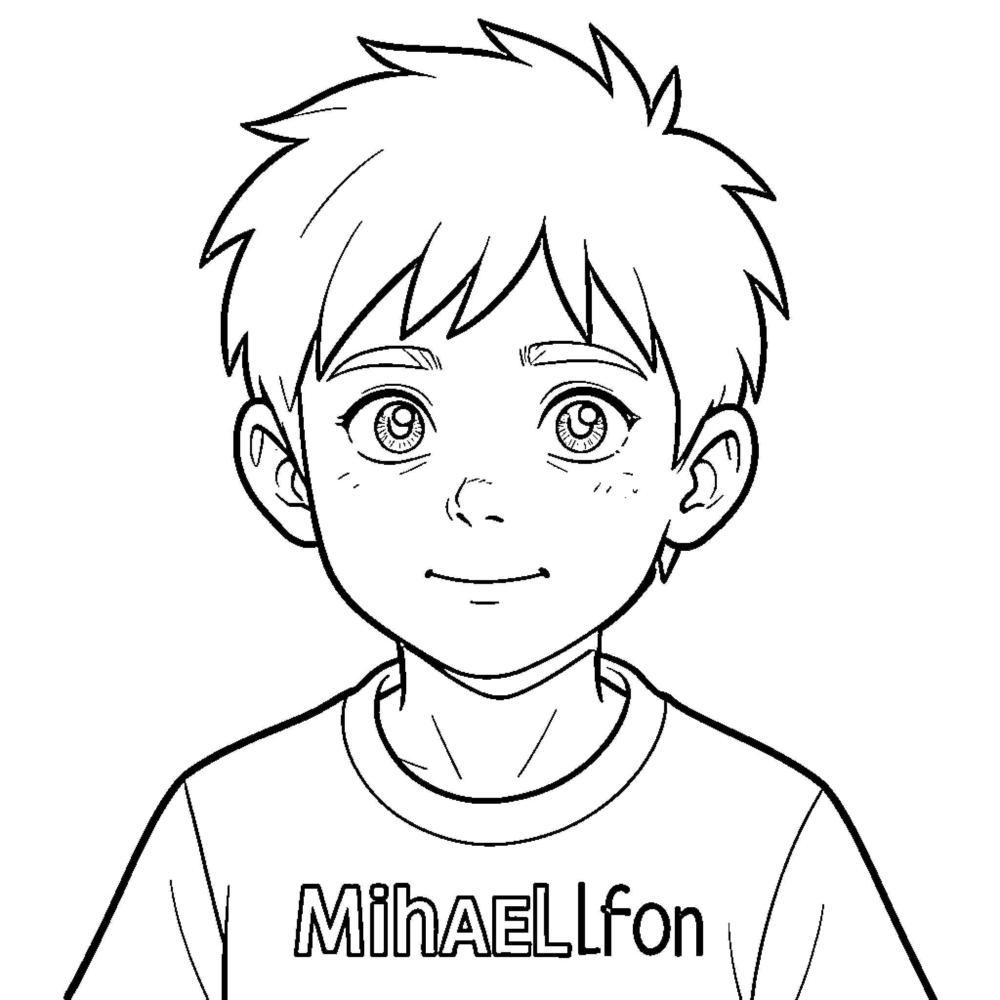 Michael Afton Smiling Happily Coloring Page (free black-and-white line drawing printable PDF for all, from beginners to advanced learners, including children, teens, adults, and seniors)