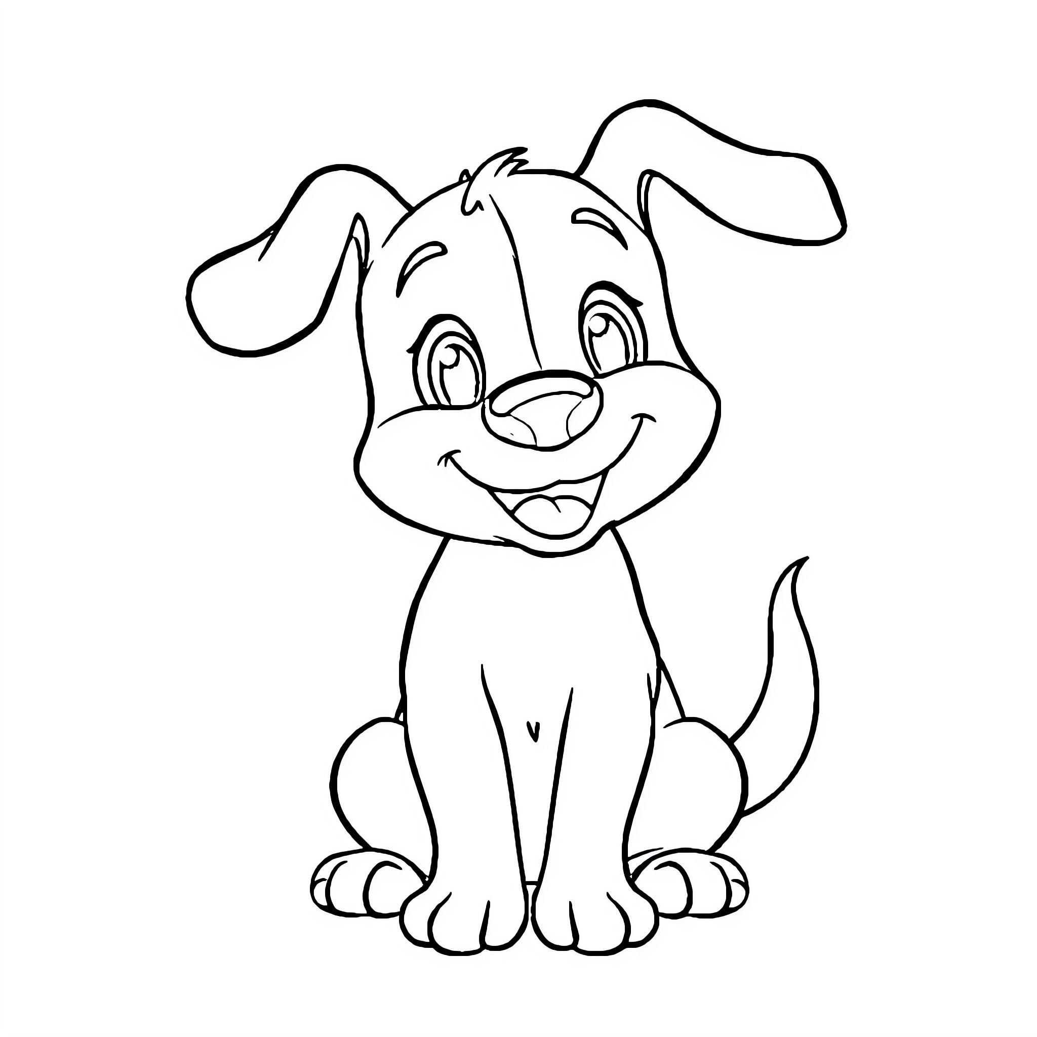 Dog in a playful mood Coloring Page (free black-and-white line drawing printable PDF for all, from beginners to advanced learners, including children, teens, adults, and seniors)