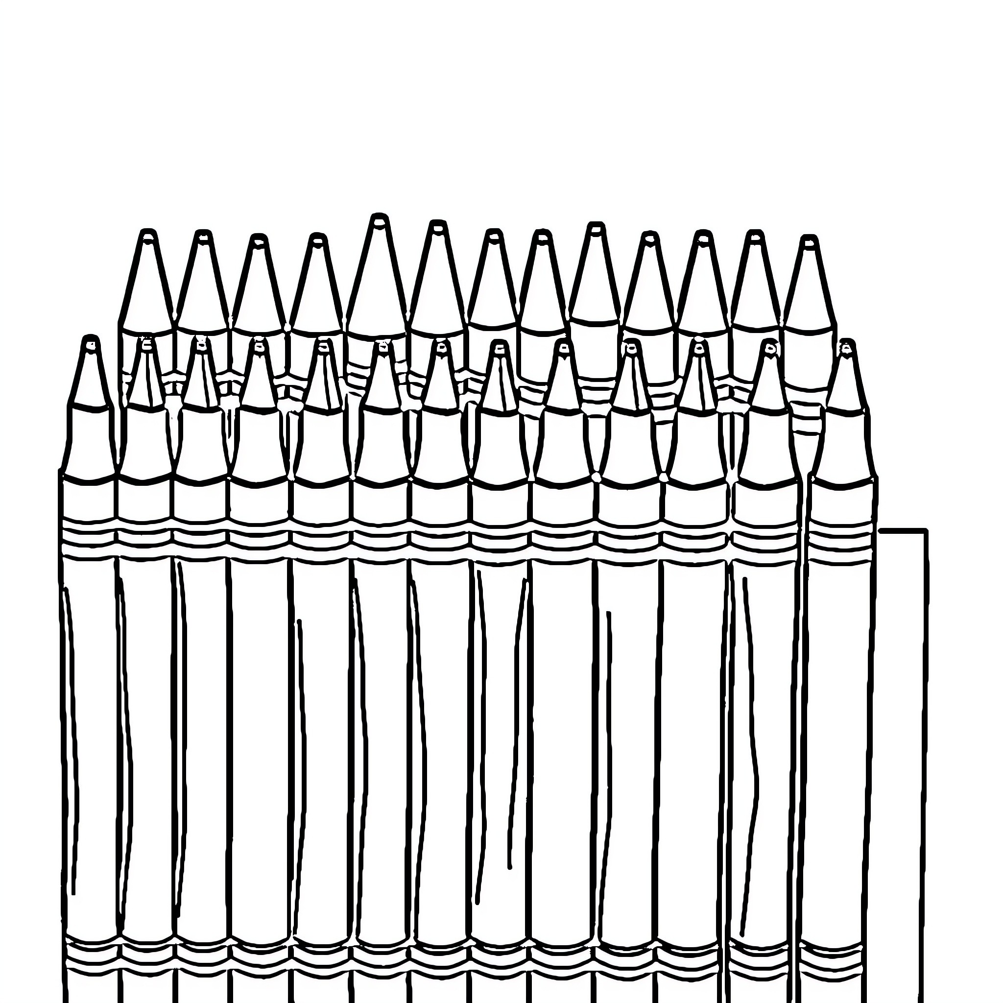 Crayon soldiers standing in formation Coloring Page (free black-and-white line drawing printable PDF for all, from beginners to advanced learners, including children, teens, adults, and seniors)