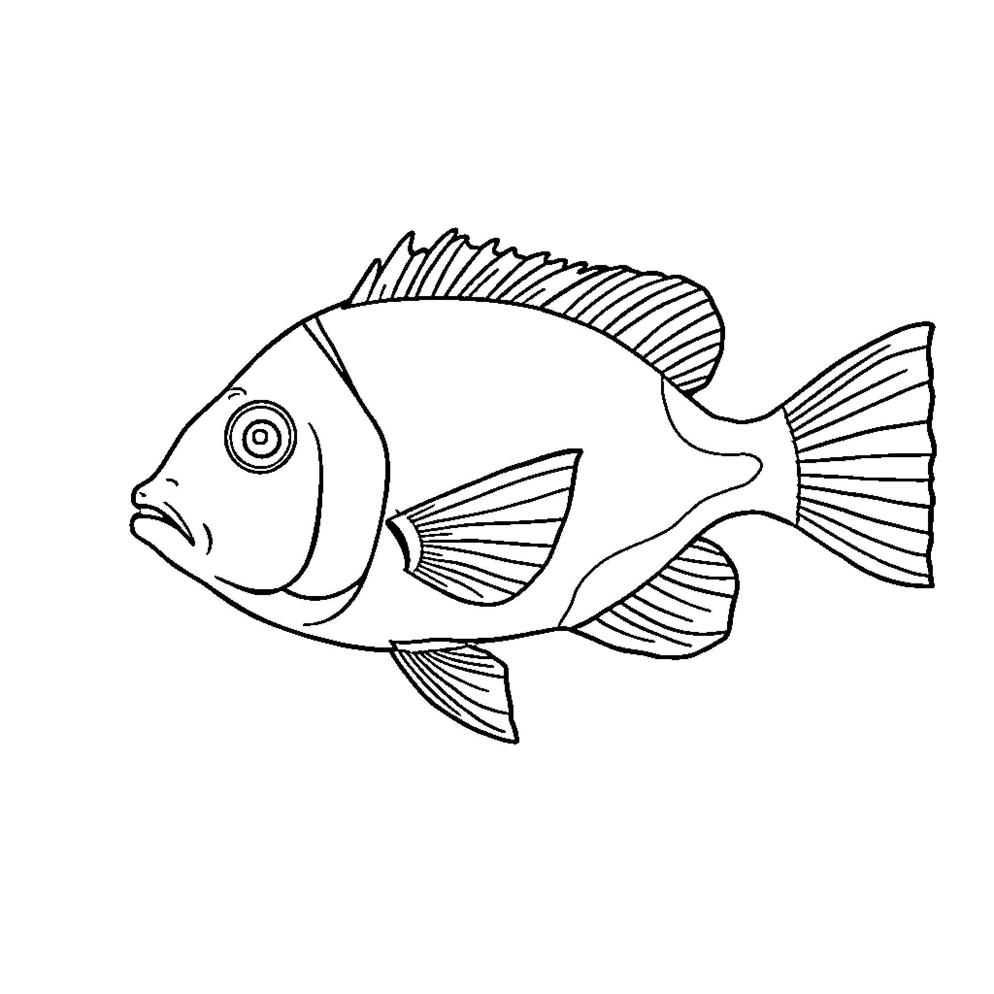 Trigger Fish swimming gracefully Coloring Page (free black-and-white line drawing printable PDF for all, from beginners to advanced learners, including children, teens, adults, and seniors)