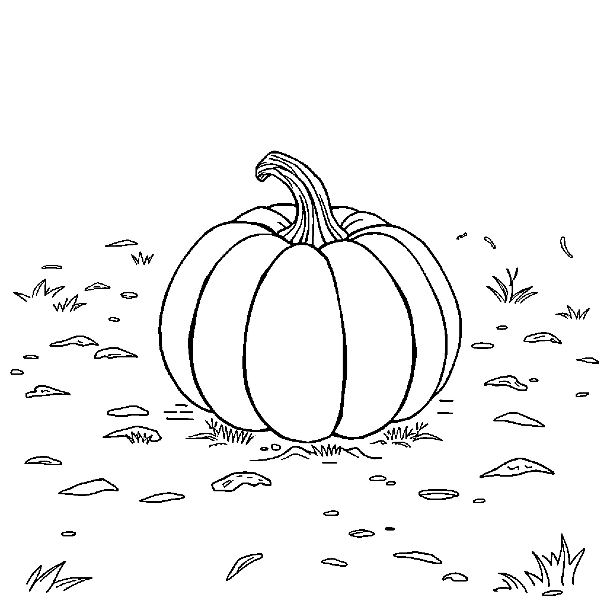 Pumpkin standing tall in the autumn field Coloring Page (free black-and-white line drawing printable PDF for all, from beginners to advanced learners, including children, teens, adults, and seniors)