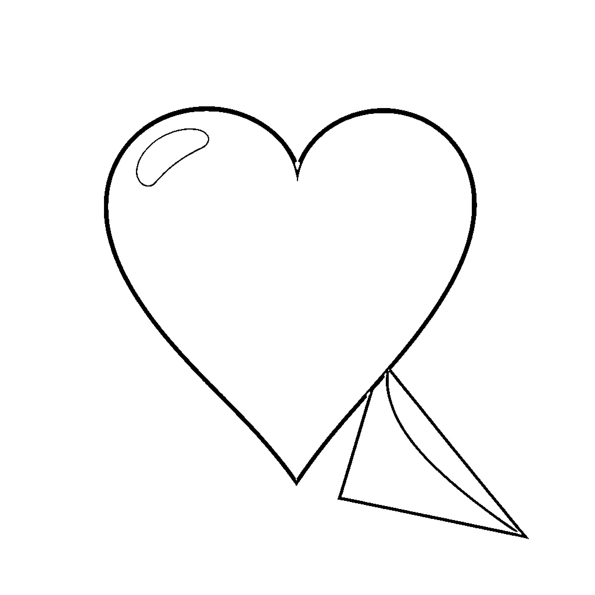 Shape of a Heart with Pencil Coloring Page (free black-and-white line drawing printable PDF for all, from beginners to advanced learners, including children, teens, adults, and seniors)