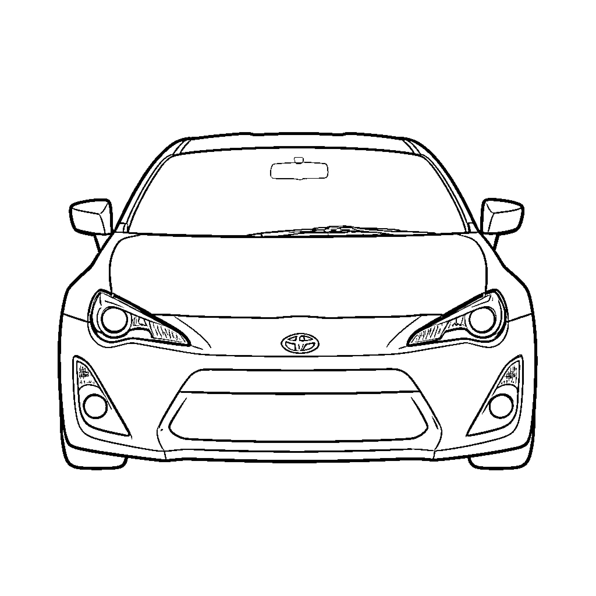 Scion FRS racing on the track Coloring Page (free black-and-white line drawing printable PDF for all, from beginners to advanced learners, including children, teens, adults, and seniors)