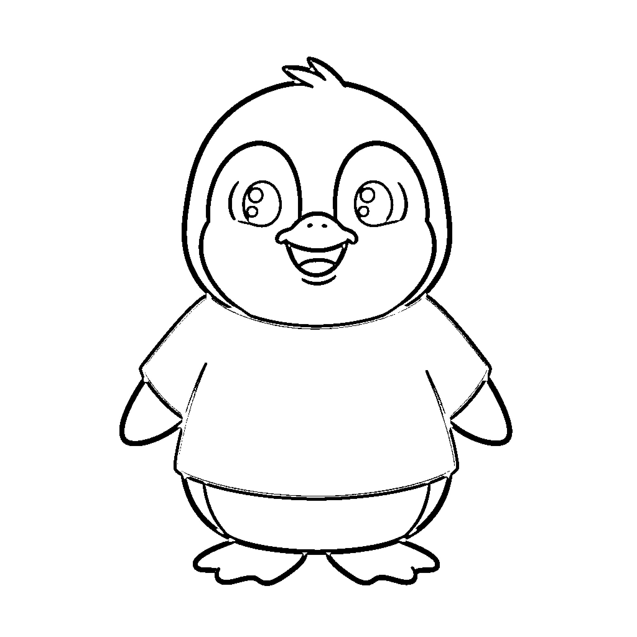 Tchoupi the cheerful penguin Coloring Page (free black-and-white line drawing printable PDF for all, from beginners to advanced learners, including children, teens, adults, and seniors)