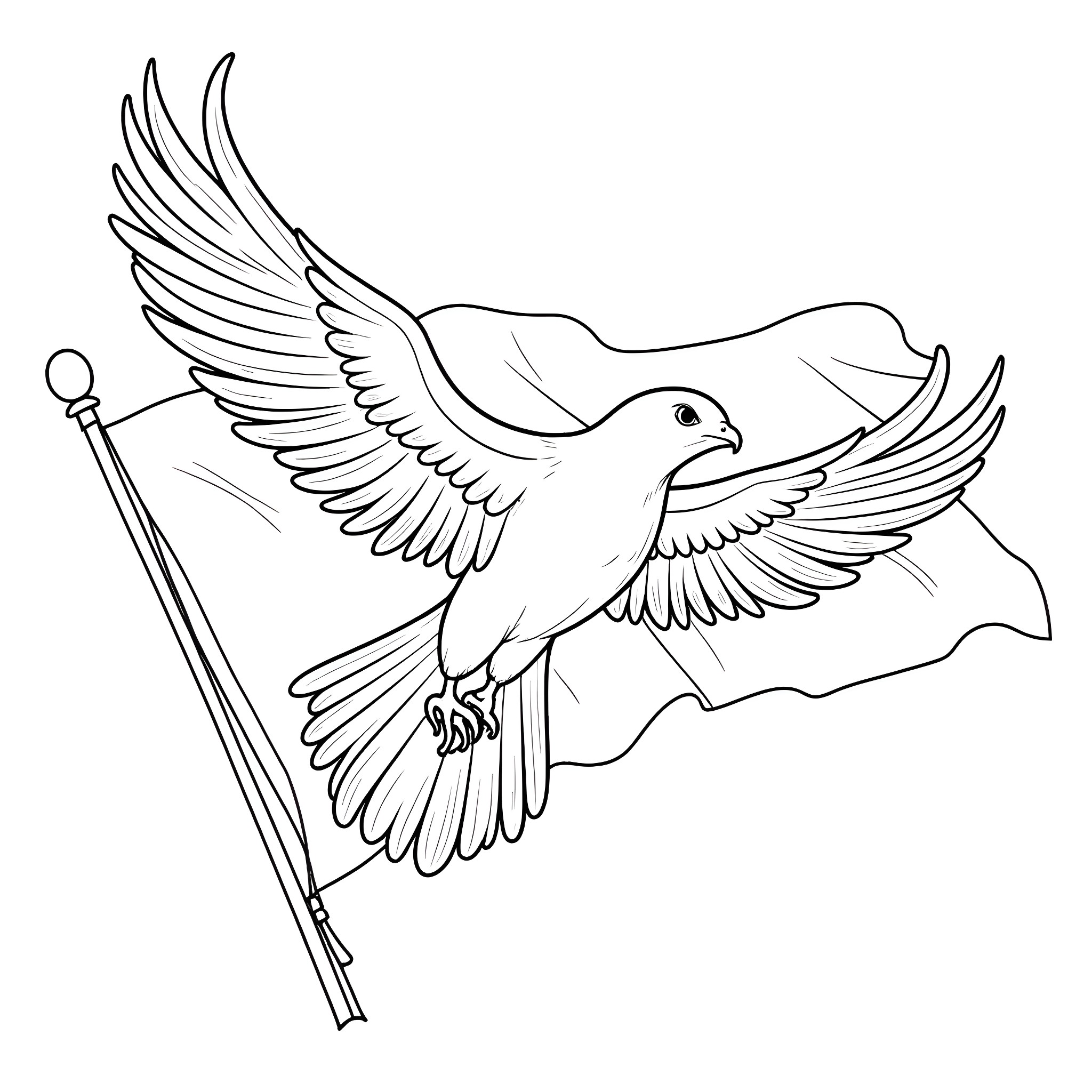 Phoenix Rising with Majestic Wings Coloring Page (free black-and-white line drawing printable PDF for all, from beginners to advanced learners, including children, teens, adults, and seniors)