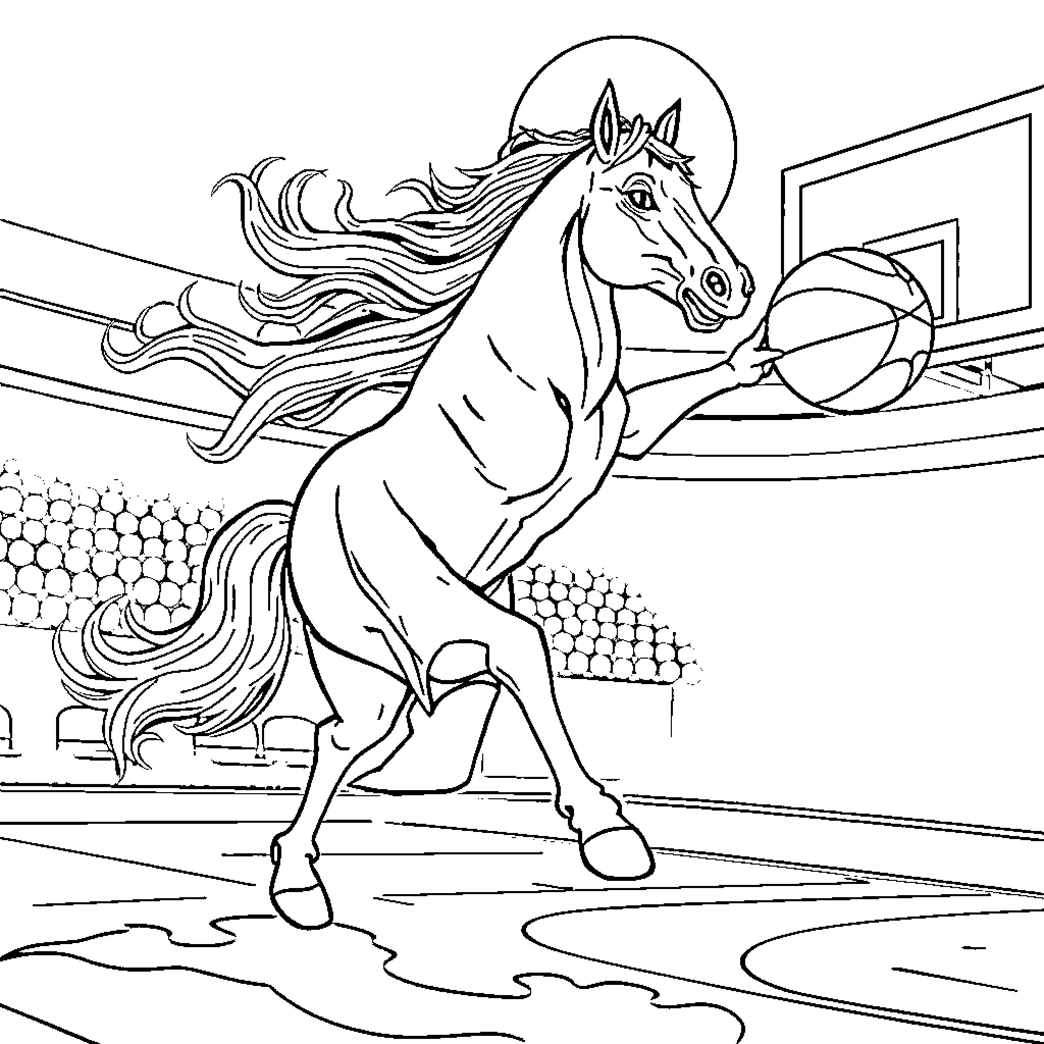 Headless Horseman galloping through the night Coloring Page (free black-and-white line drawing printable PDF for all, from beginners to advanced learners, including children, teens, adults, and seniors)