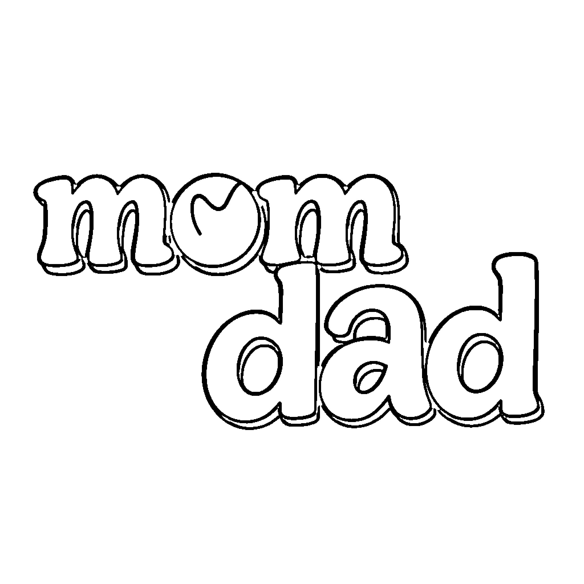 Mom and Dad's Handwritten Love Coloring Page (free black-and-white line drawing printable PDF for all, from beginners to advanced learners, including children, teens, adults, and seniors)