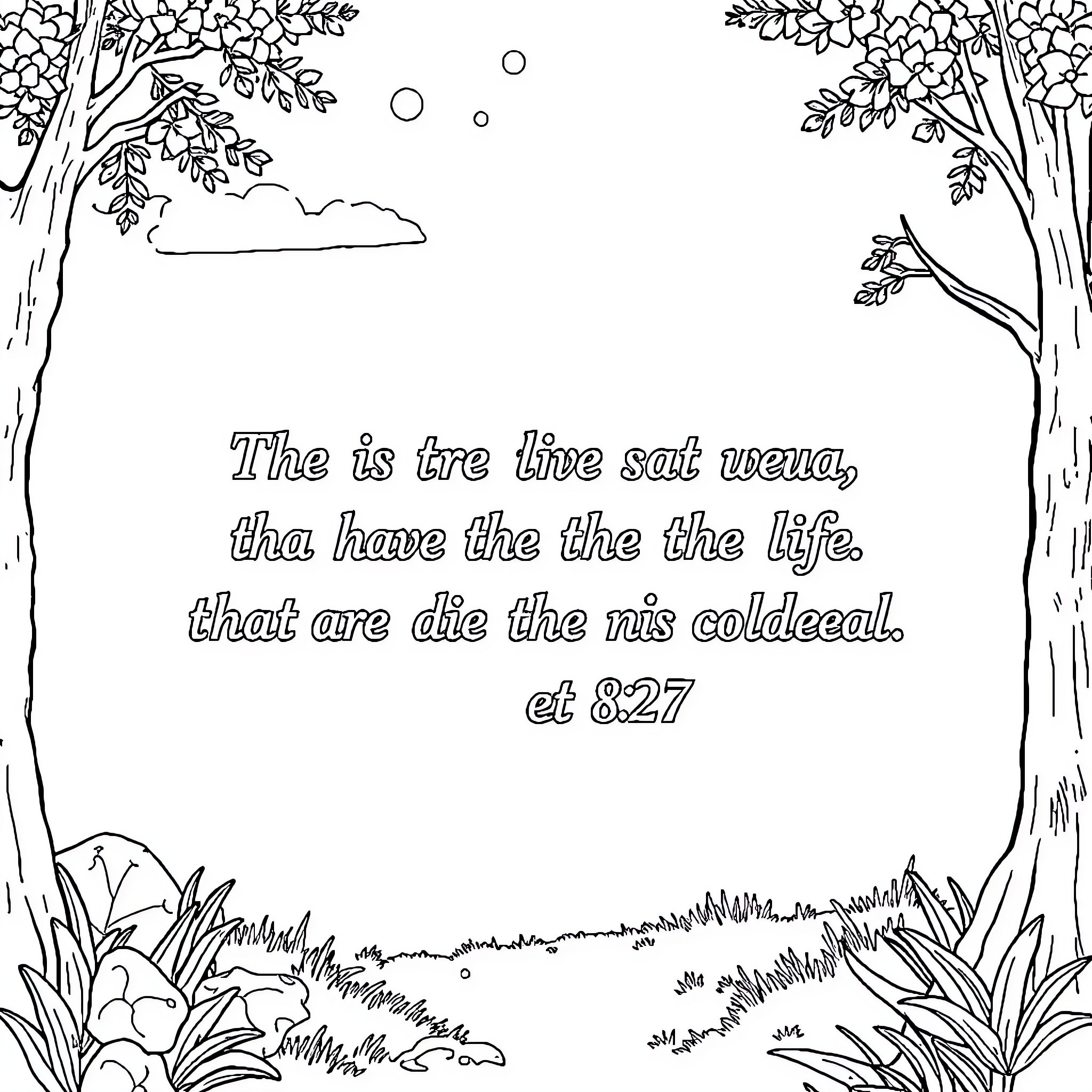 Bible Verse: Reflecting on the Gift of Life Coloring Page (free black-and-white line drawing printable PDF for all, from beginners to advanced learners, including children, teens, adults, and seniors)