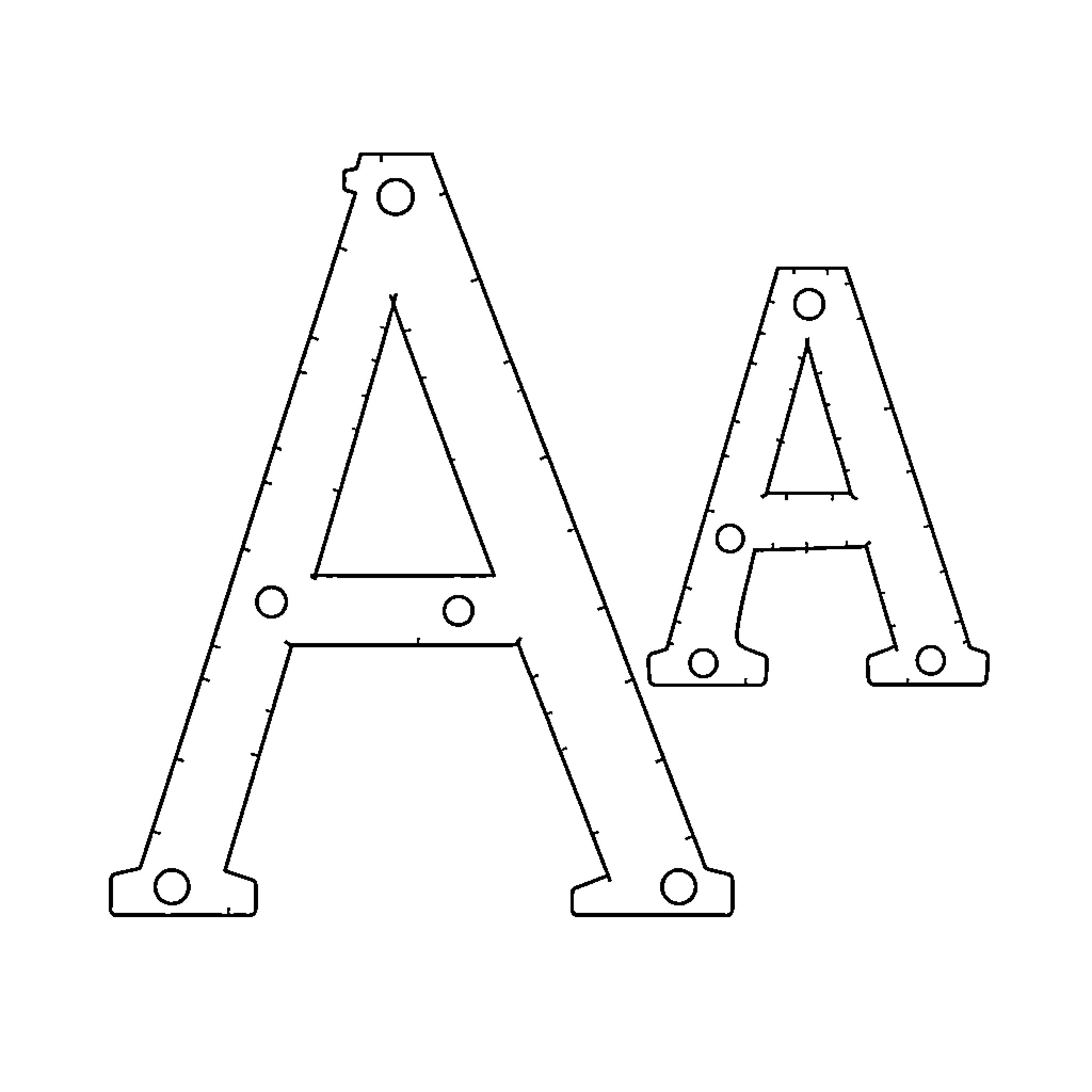 A Pair of Geometric Letter Shapes Coloring Page (free black-and-white line drawing printable PDF for all, from beginners to advanced learners, including children, teens, adults, and seniors)