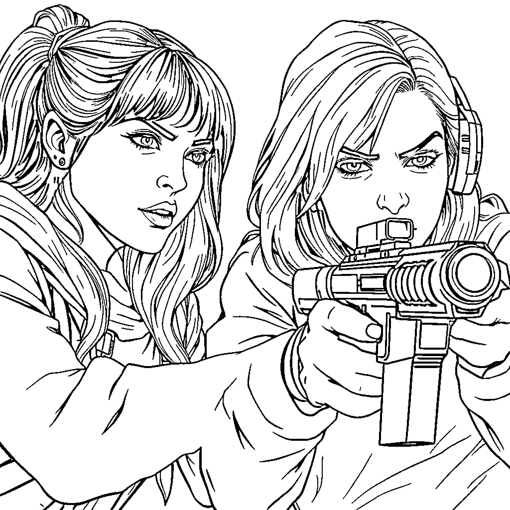 Call of Duty Ghosts: Armed and Ready Coloring Page (free black-and-white line drawing printable PDF for all, from beginners to advanced learners, including children, teens, adults, and seniors)