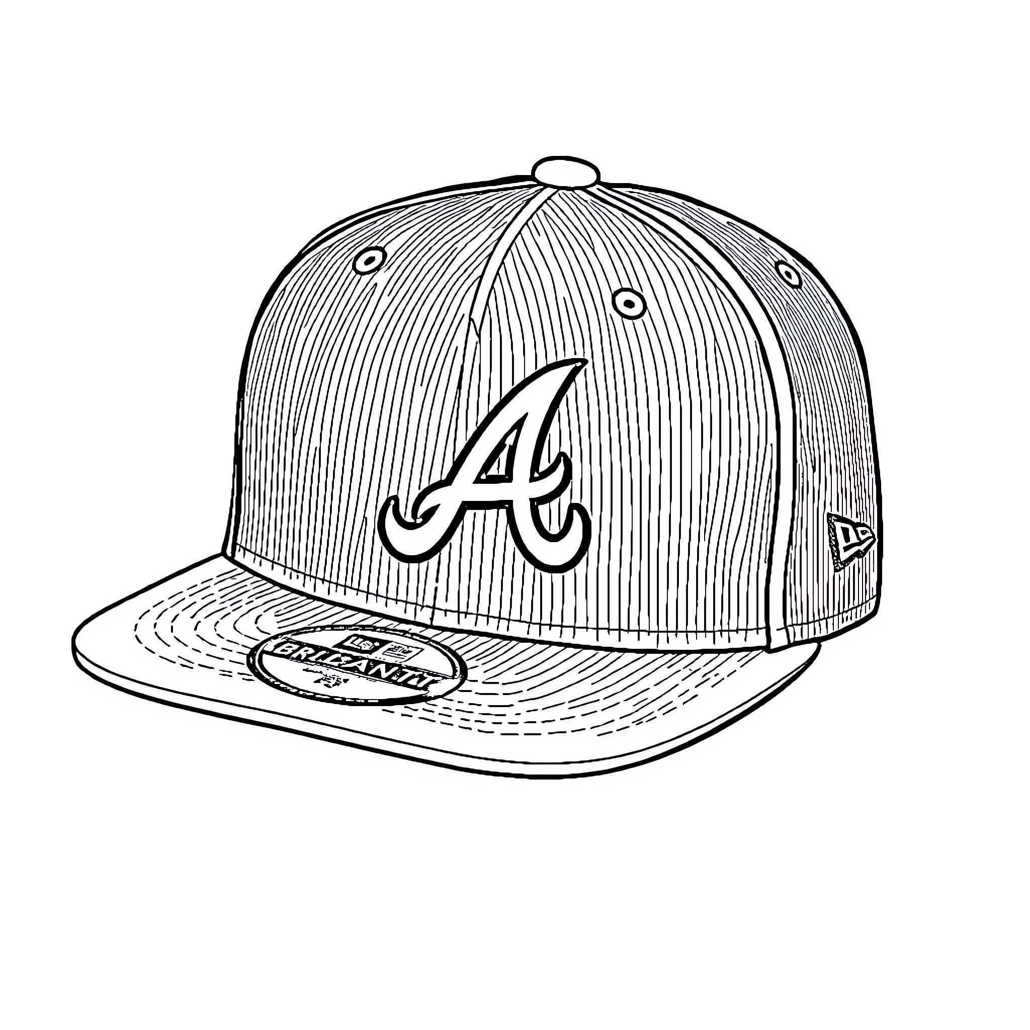 Hat with team logo and pinstripes Coloring Page (free black-and-white line drawing printable PDF for all, from beginners to advanced learners, including children, teens, adults, and seniors)