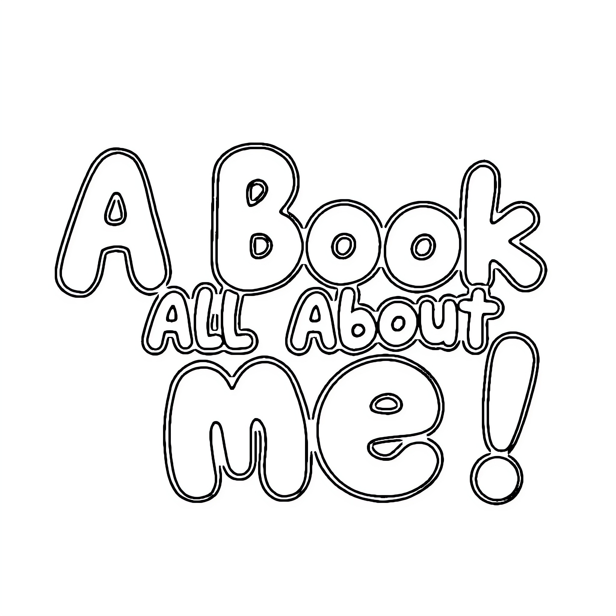 Book about me Coloring Page (free black-and-white line drawing printable PDF for all, from beginners to advanced learners, including children, teens, adults, and seniors)