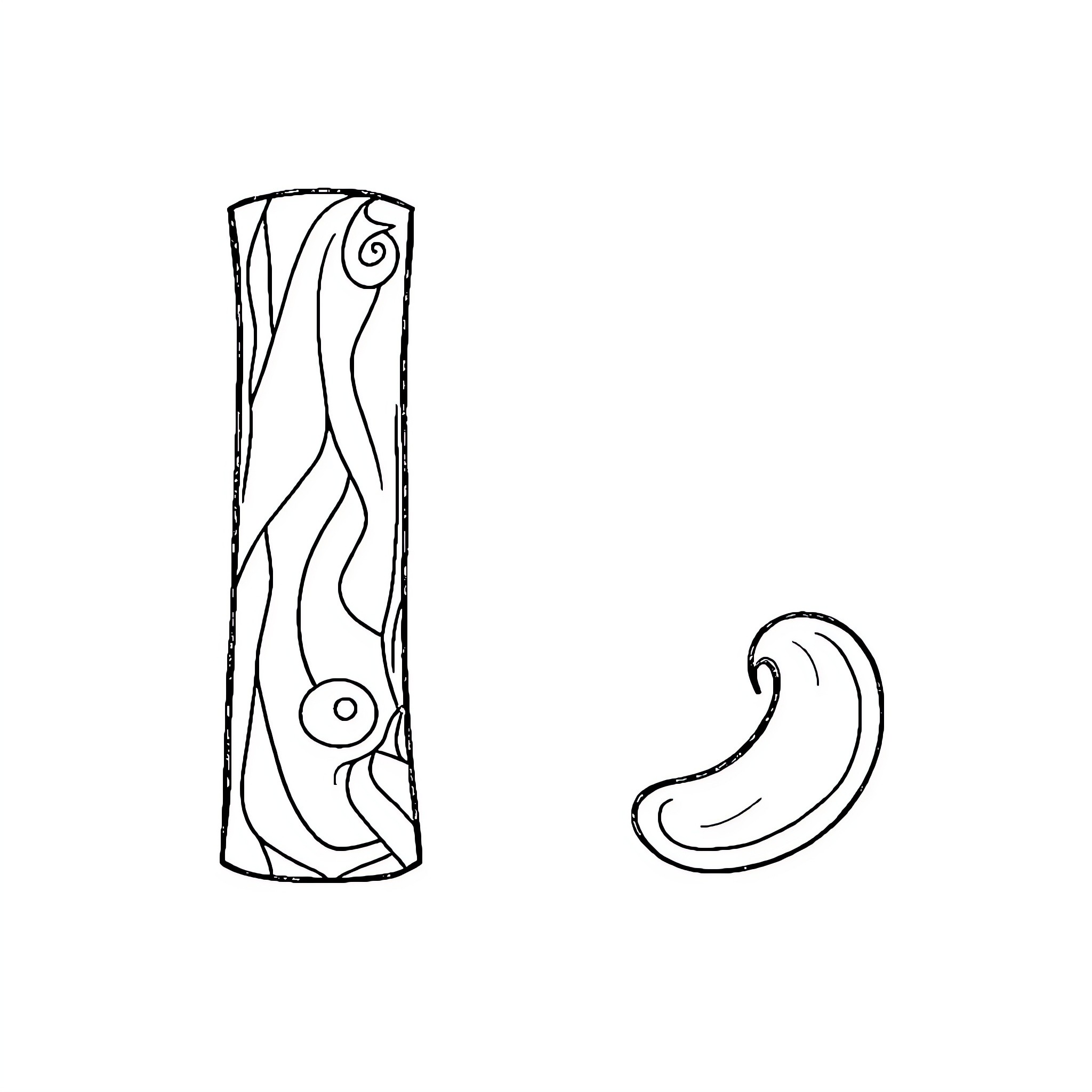 Letter with Abstract Shapes and Curves Coloring Page (free black-and-white line drawing printable PDF for all, from beginners to advanced learners, including children, teens, adults, and seniors)