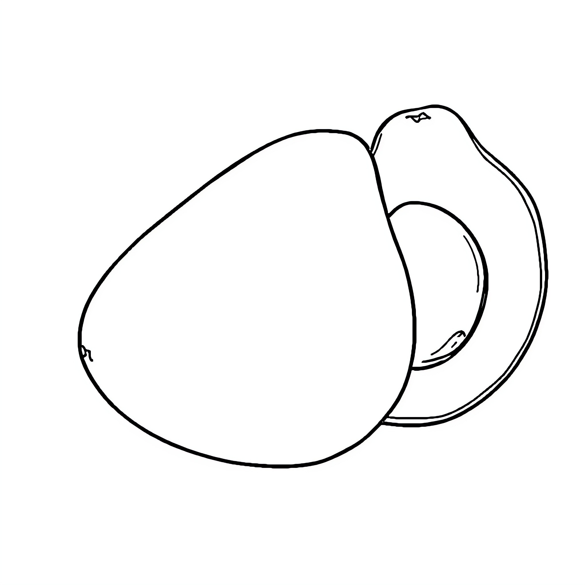 Avocado pair in simple outline Coloring Page (free black-and-white line drawing printable PDF for all, from beginners to advanced learners, including children, teens, adults, and seniors)