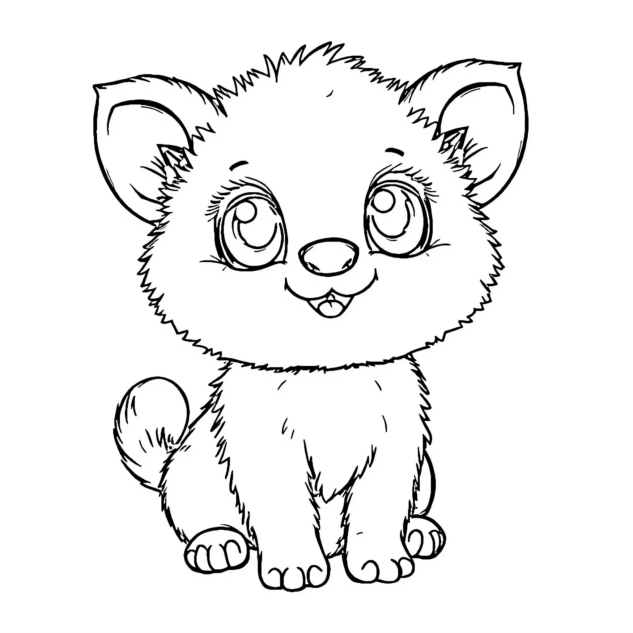 Animal with adorable expression and fluffy appearance Coloring Page (free black-and-white line drawing printable PDF for all, from beginners to advanced learners, including children, teens, adults, and seniors)