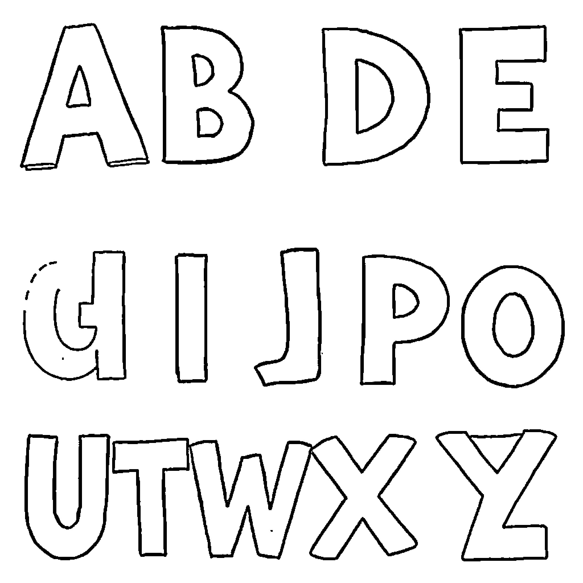 Alphabet letters in hand-drawn style Coloring Page (free black-and-white line drawing printable PDF for all, from beginners to advanced learners, including children, teens, adults, and seniors)
