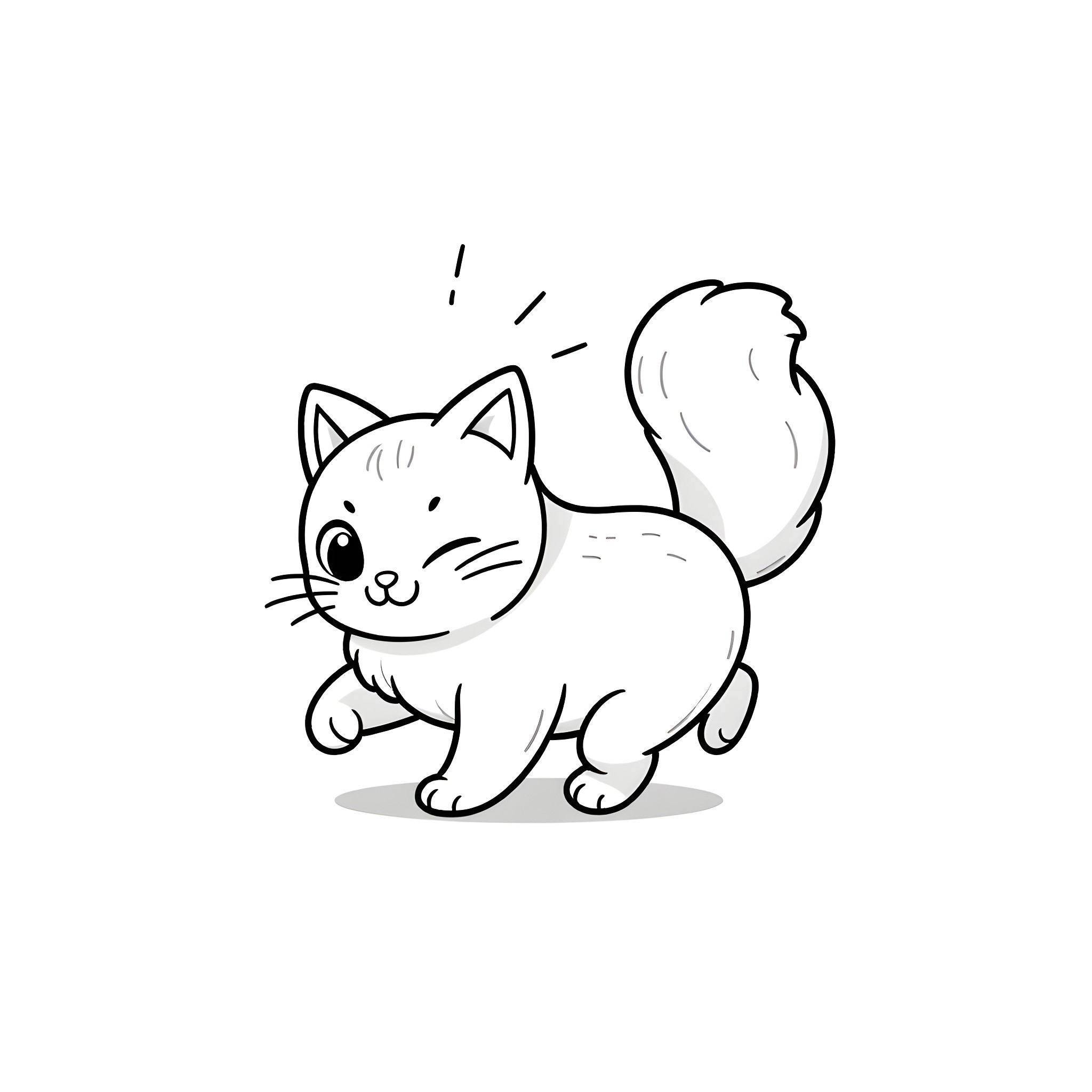 Cat in playful pose Coloring Page (free black-and-white line drawing printable PDF for all, from beginners to advanced learners, including children, teens, adults, and seniors)